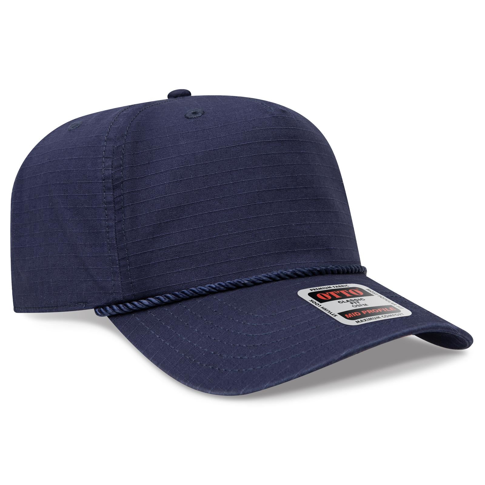 Front View of 004 - Navy OTTO CAP 5 Panel Mid Profile Baseball Hat