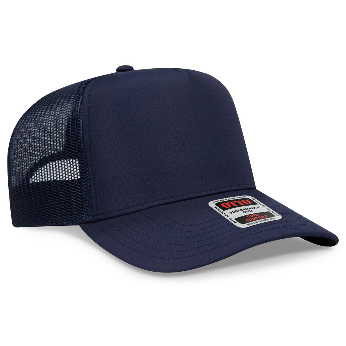 Right View of 004 - Navy OTTO CAP 5 Panel Mid Profile Mesh Back Trucker Hat