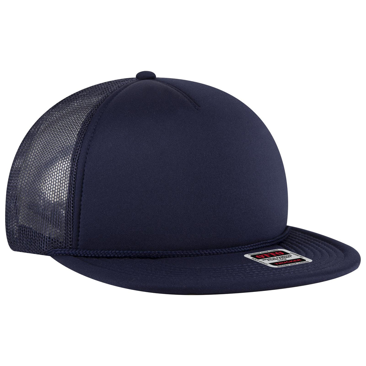 Right View of 004 - Navy OTTO CAP 5 Panel Pro Style Mesh Back Trucker Hat