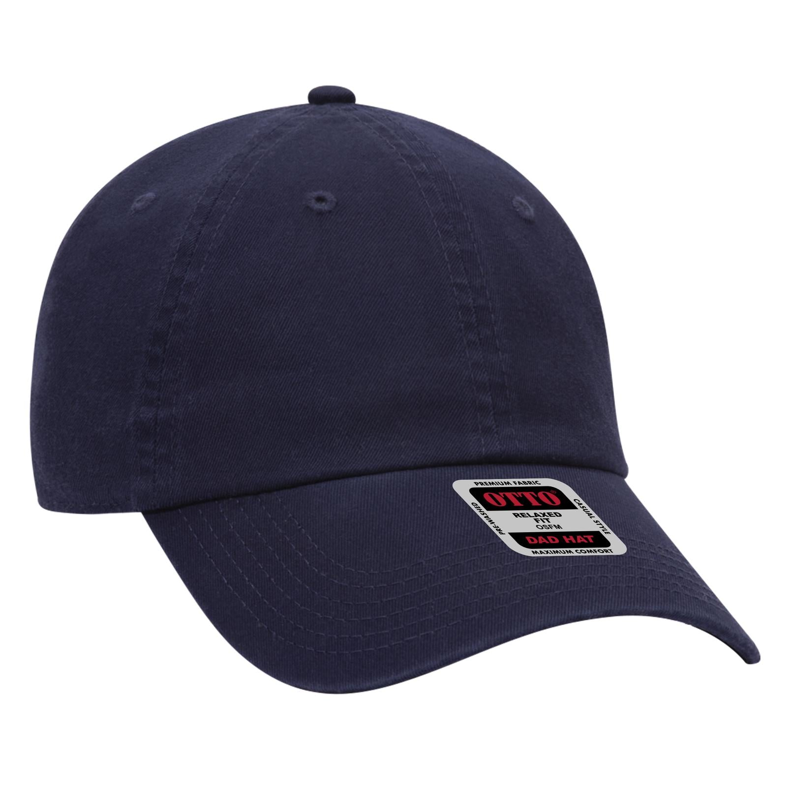 Front View of 004 - Navy OTTO CAP 6 Panel Low Profile Dad Hat
