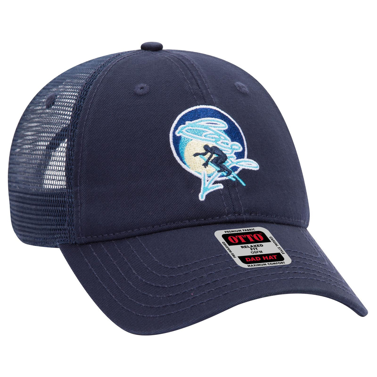 Right View of 004 - Navy OTTO CAP 6 Panel Low Profile Mesh Back Trucker Dad Hat