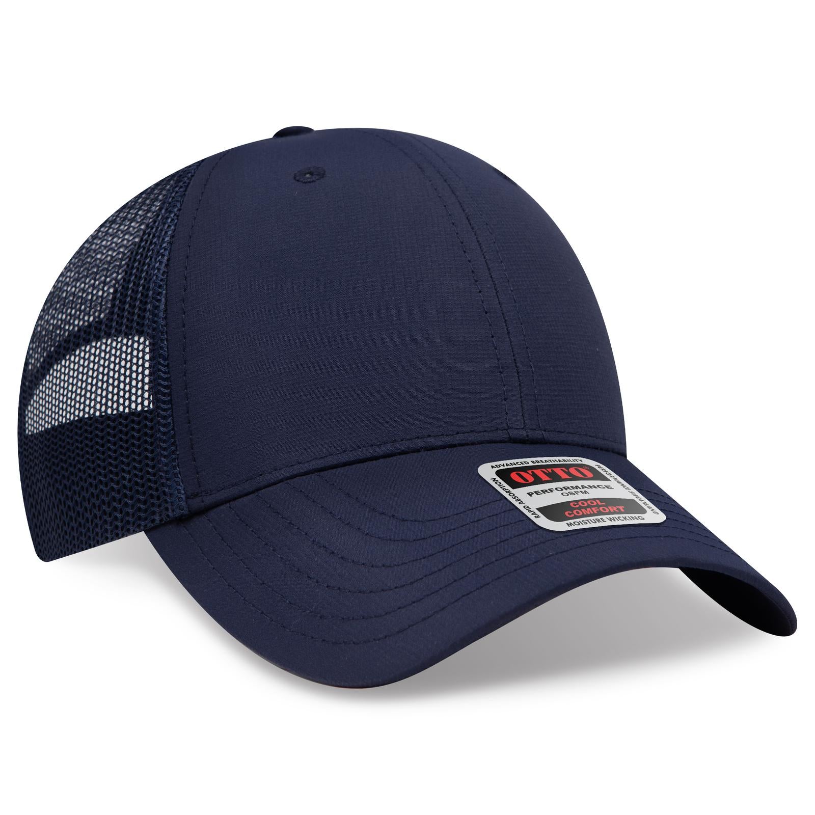 Right View of 004 - Navy OTTO CAP 6 Panel Low Profile Mesh Back Trucker Hat