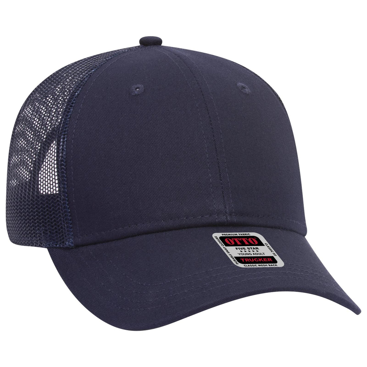 Right View of 004 - Navy OTTO CAP 6 Panel Low Profile Mesh Back Trucker Hat