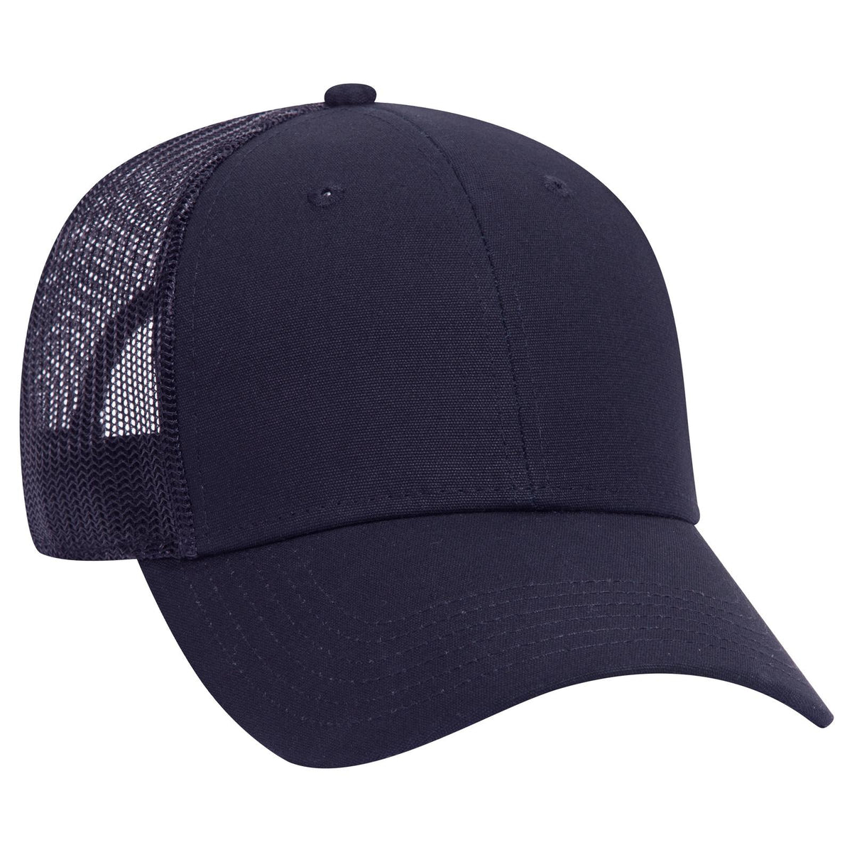 Right View of 004 - Navy OTTO CAP 6 Panel Low Profile Mesh Back Trucker Hat