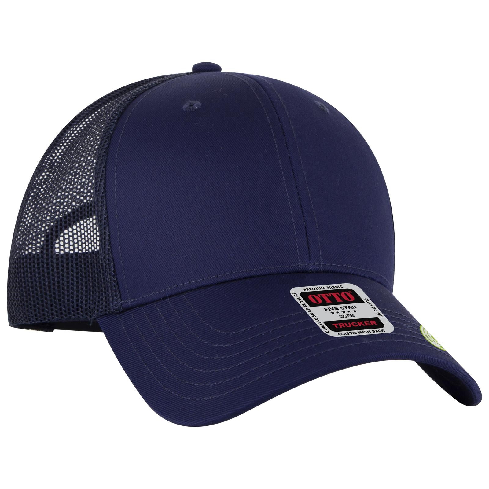 Right View of 004 - Navy OTTO CAP 6 Panel Low Profile Mesh Back Trucker Hat