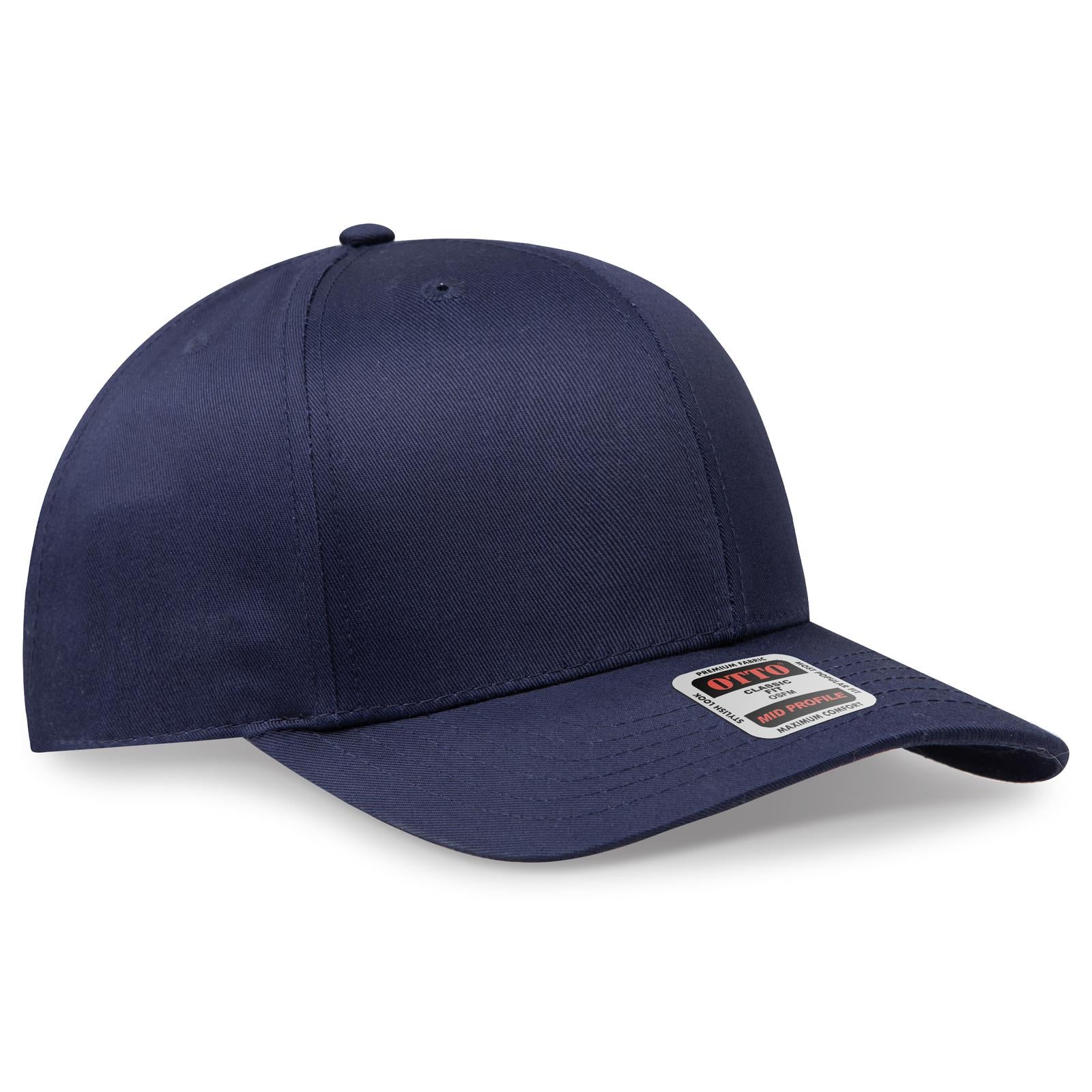 Front View of 004 - Navy OTTO CAP 6 Panel Mid Profile Baseball Cap