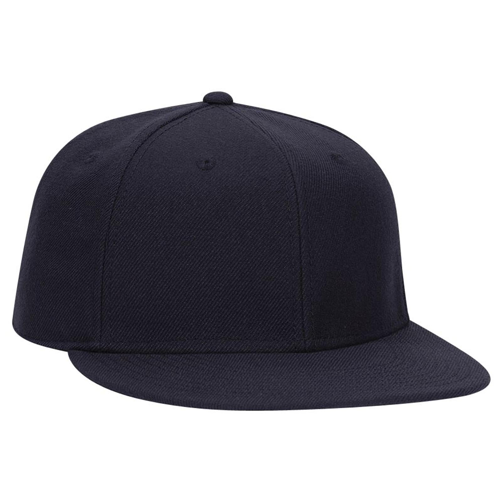 Front View of 004 - Navy OTTO CAP "OTTO FIT" 6 Panel Mid Profile Flat Visor Baseball Cap