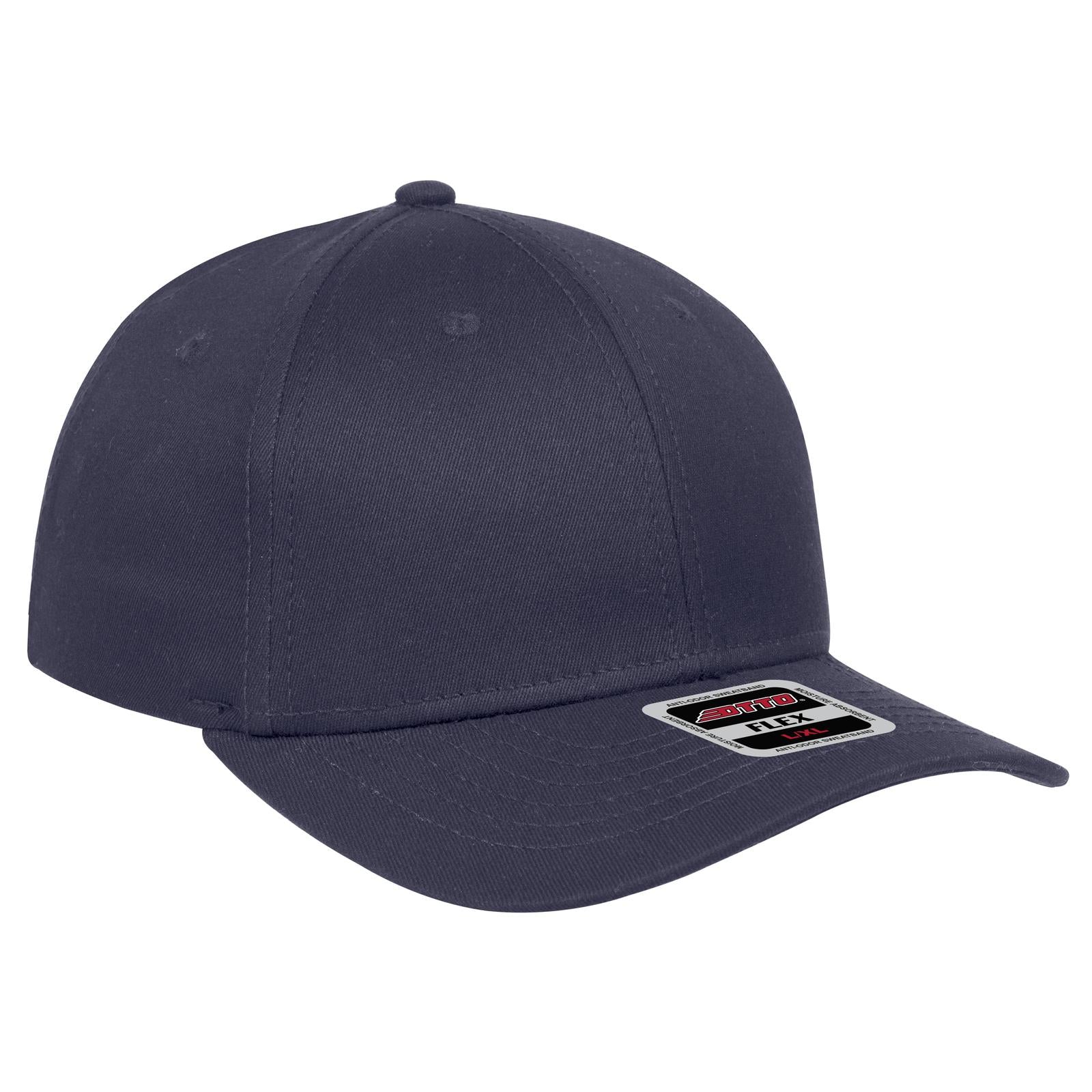 Front View of 004 - Navy OTTO CAP "OTTO FLEX" Fitted 6 Panel Slim Fit Low Profile Baseball Cap