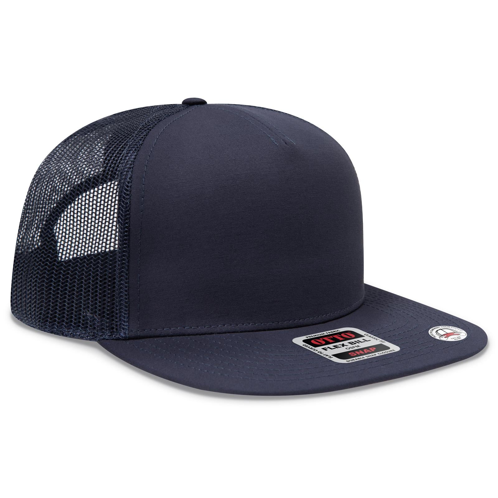 Right View of 004 - Navy OTTO CAP "OTTO SNAP" 5 Panel Pro Style Mesh Back Trucker Snapback Hat