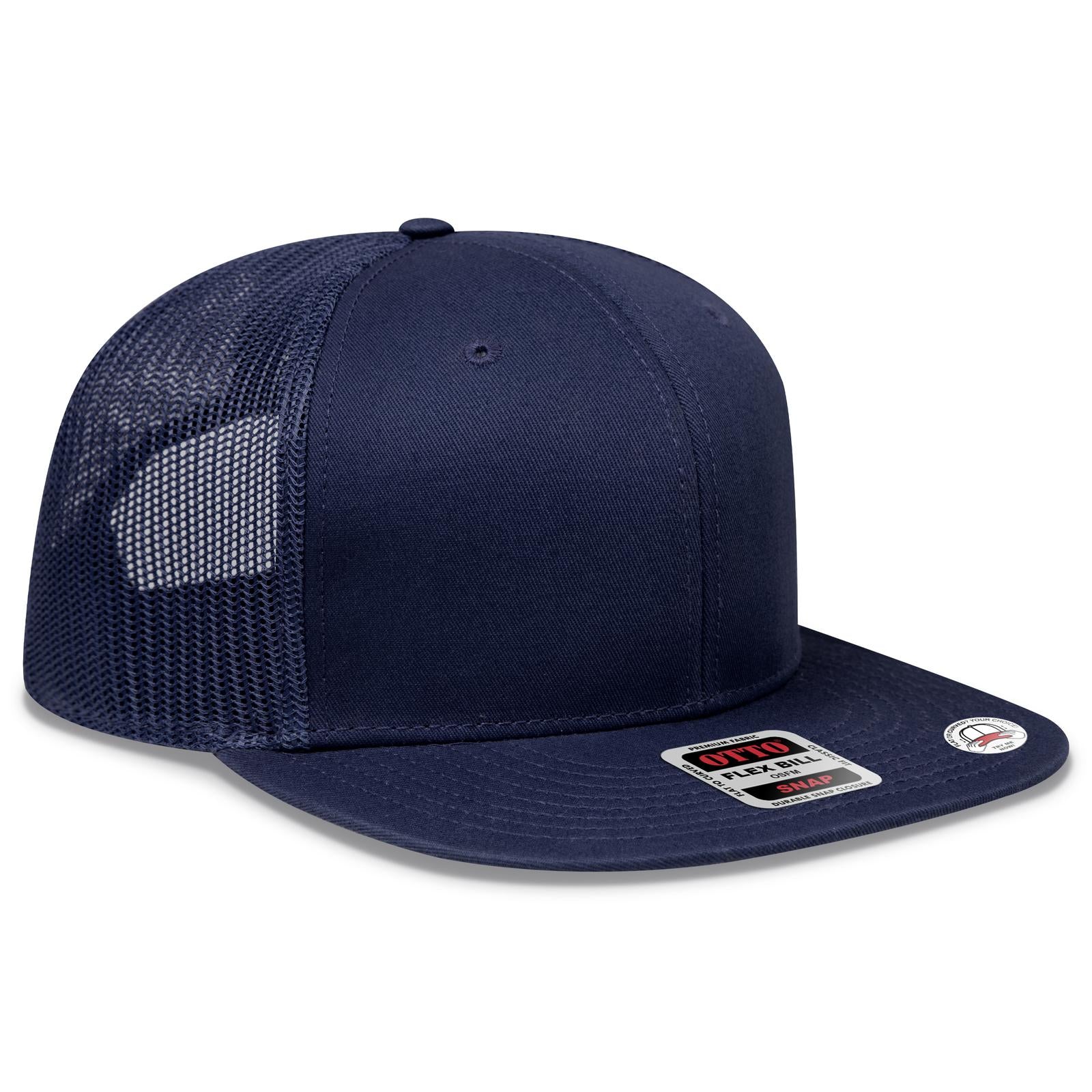 Front View of 004 - Navy OTTO CAP "OTTO SNAP" 6 Panel Pro Style Mesh Back Trucker Snapback Hat