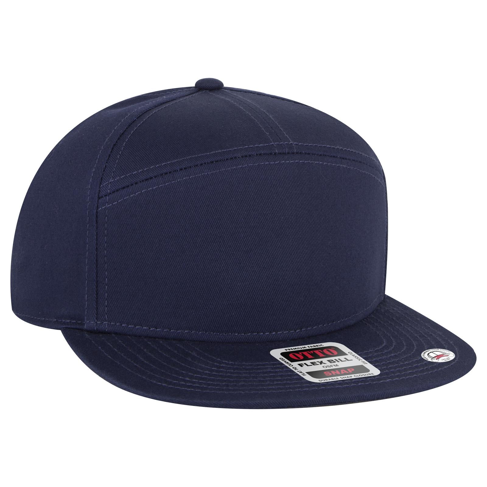 Front View of 004 - Navy OTTO CAP "OTTO SNAP" 7 Panel Pro Style Snapback Hat