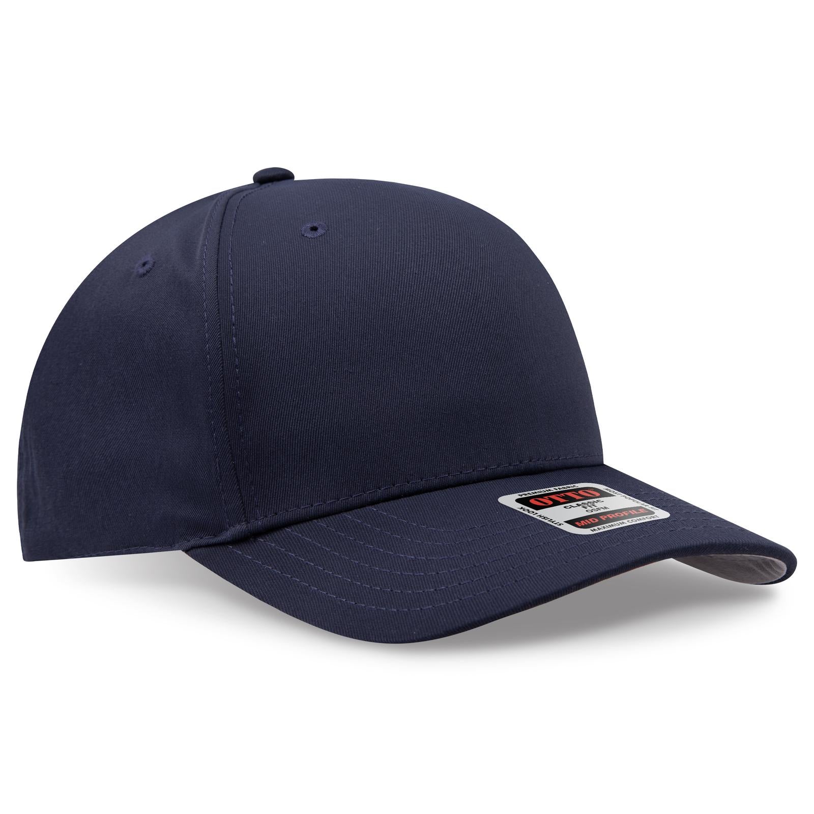 Front View of 004 - Navy OTTO CAP Seamless 6 Panel Mid Profile Baseball Cap