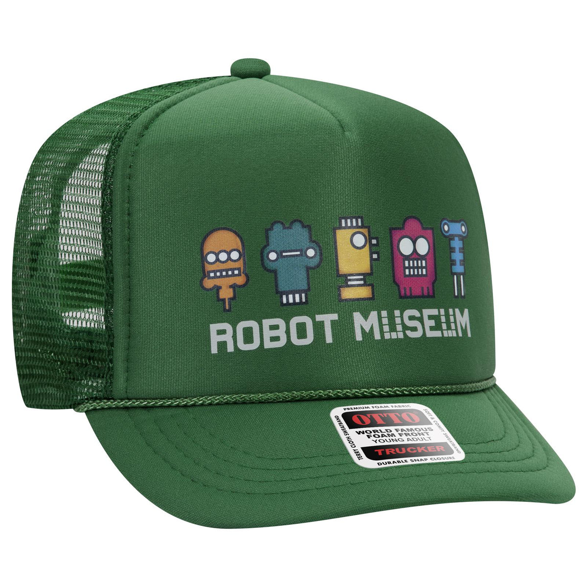 Right View of 005 - Kelly OTTO CAP 5 Panel High Crown Mesh Back Trucker Hat