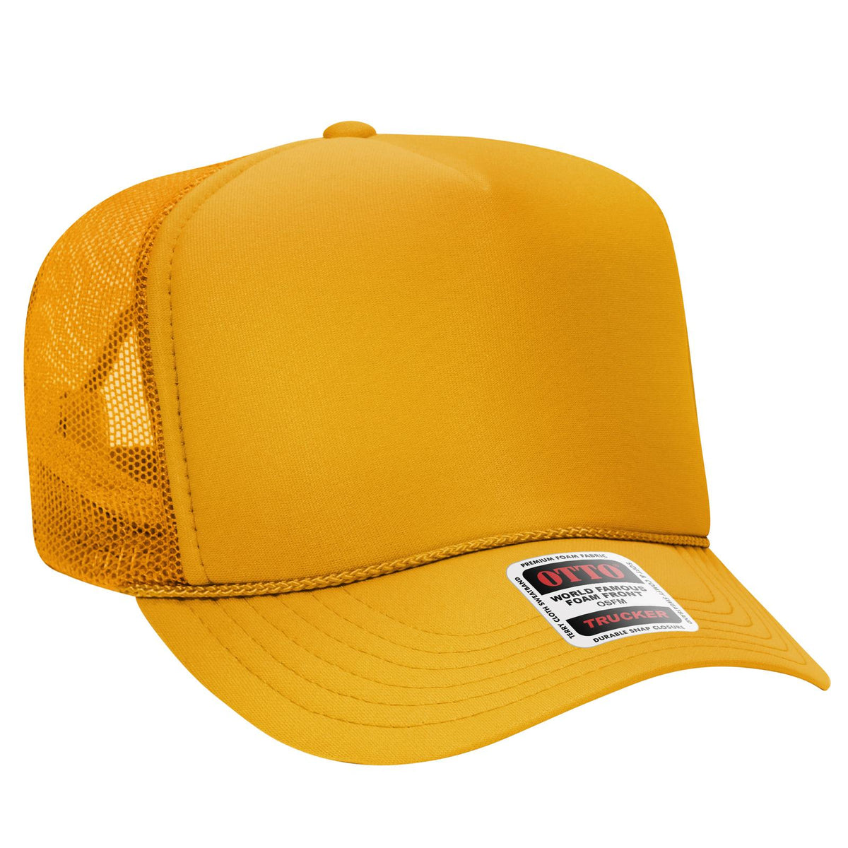 Right View of 006 - Gold OTTO CAP 5 Panel High Crown Mesh Back Trucker Hat
