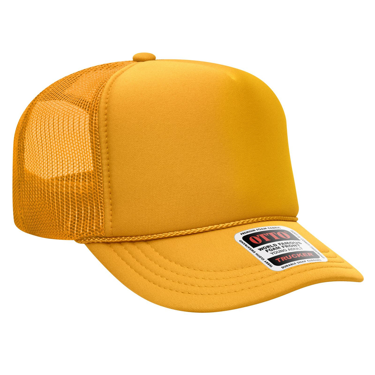 Right View of 006 - Gold OTTO CAP 5 Panel High Crown Mesh Back Trucker Hat