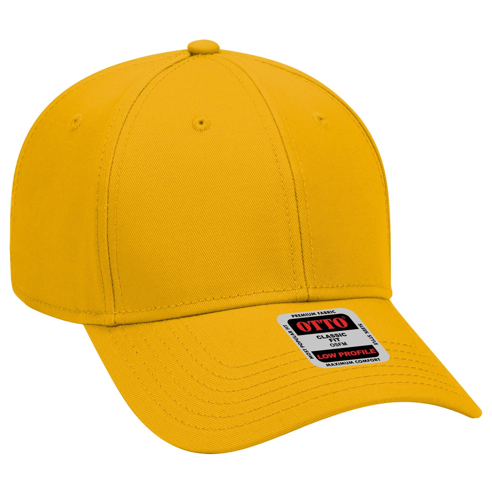 Front View of 006 - Gold OTTO CAP 6 Panel Low Profile Baseball Cap