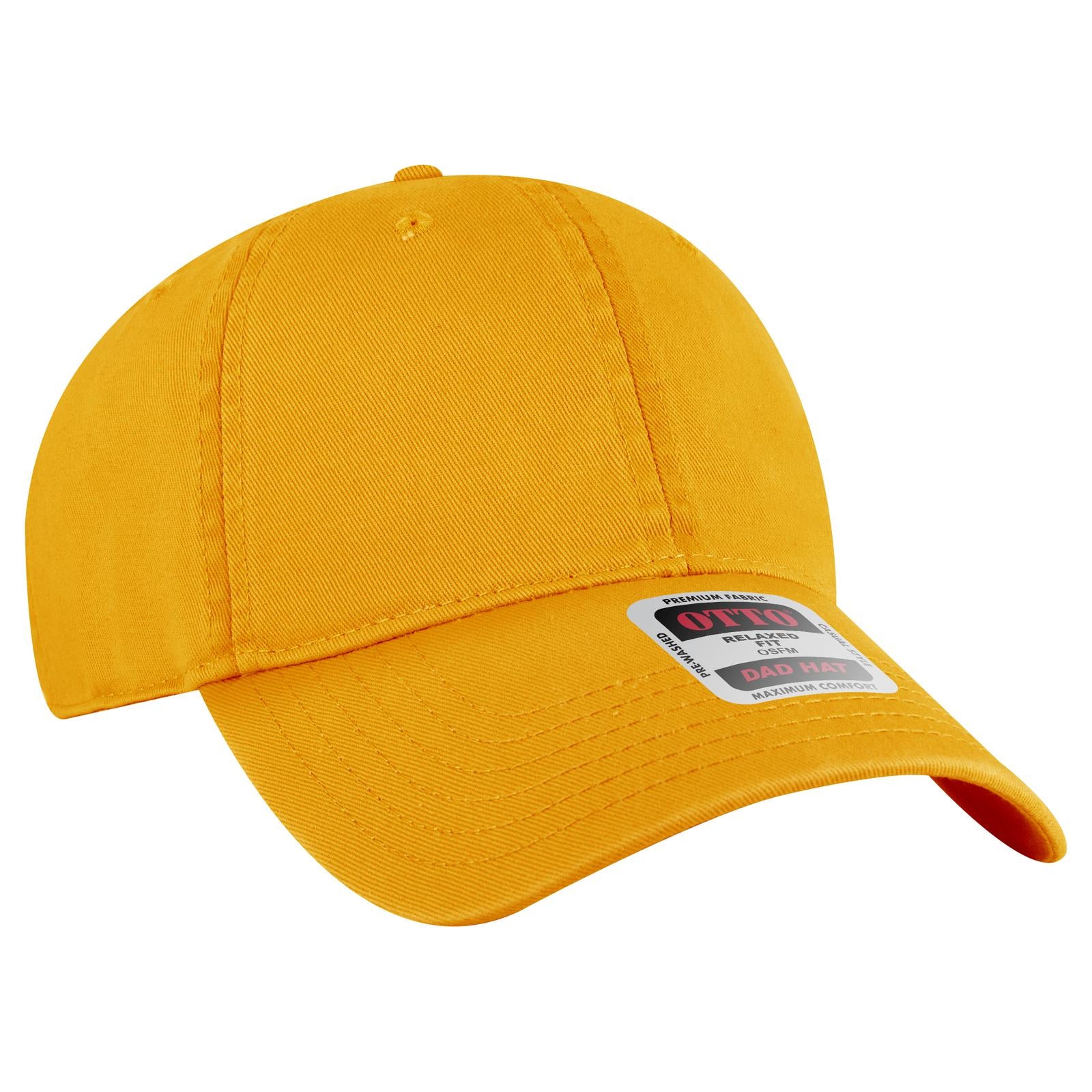 Front View of 006 - Gold OTTO CAP 6 Panel Low Profile Dad Hat