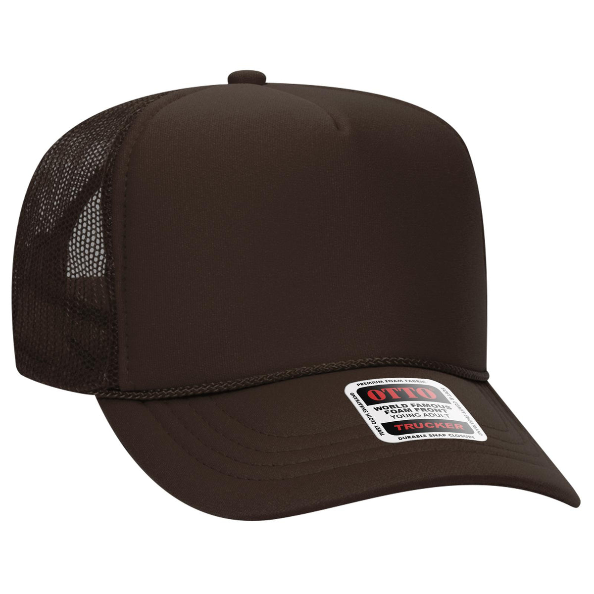 Right View of 007 - Brown OTTO CAP 5 Panel High Crown Mesh Back Trucker Hat