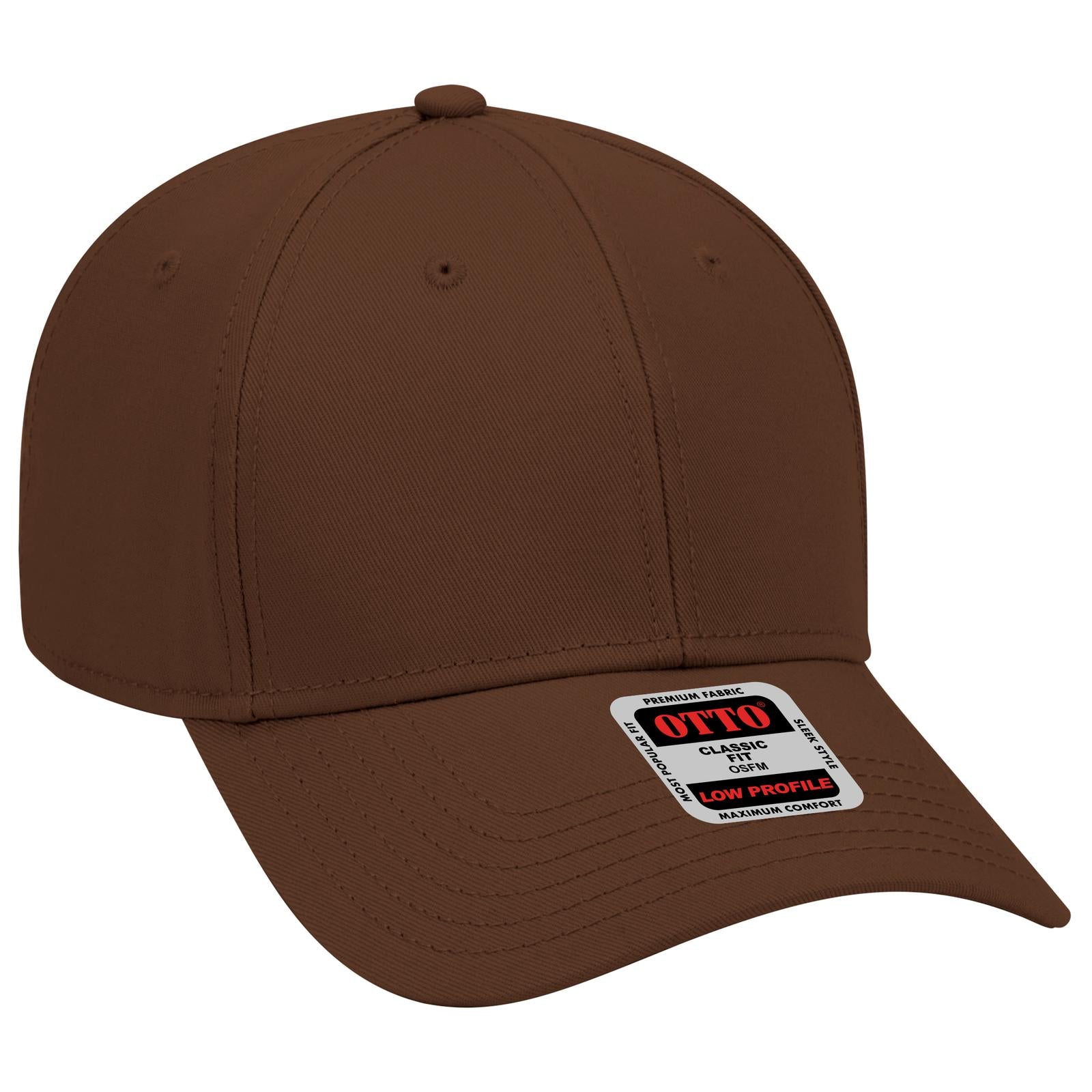 Front View of 007 - Brown OTTO CAP 6 Panel Low Profile Baseball Cap