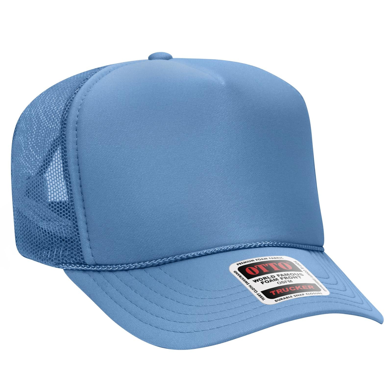 Right View of 008 - Col. Blue OTTO CAP 5 Panel High Crown Mesh Back Trucker Hat