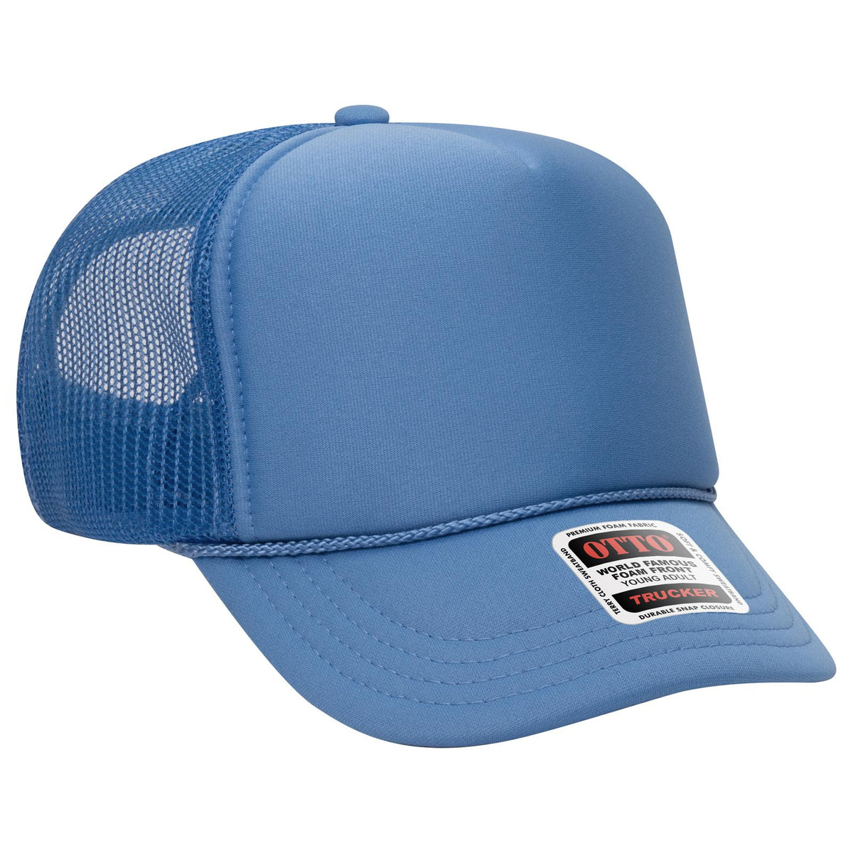 Right View of 008 - Col. Blue OTTO CAP 5 Panel High Crown Mesh Back Trucker Hat