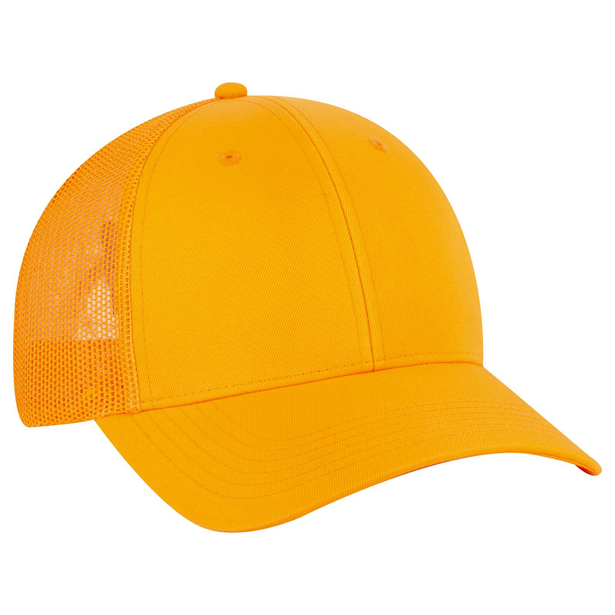 Right View of 009 - N. Orange OTTO CAP 6 Panel Low Profile Mesh Back Trucker Hat