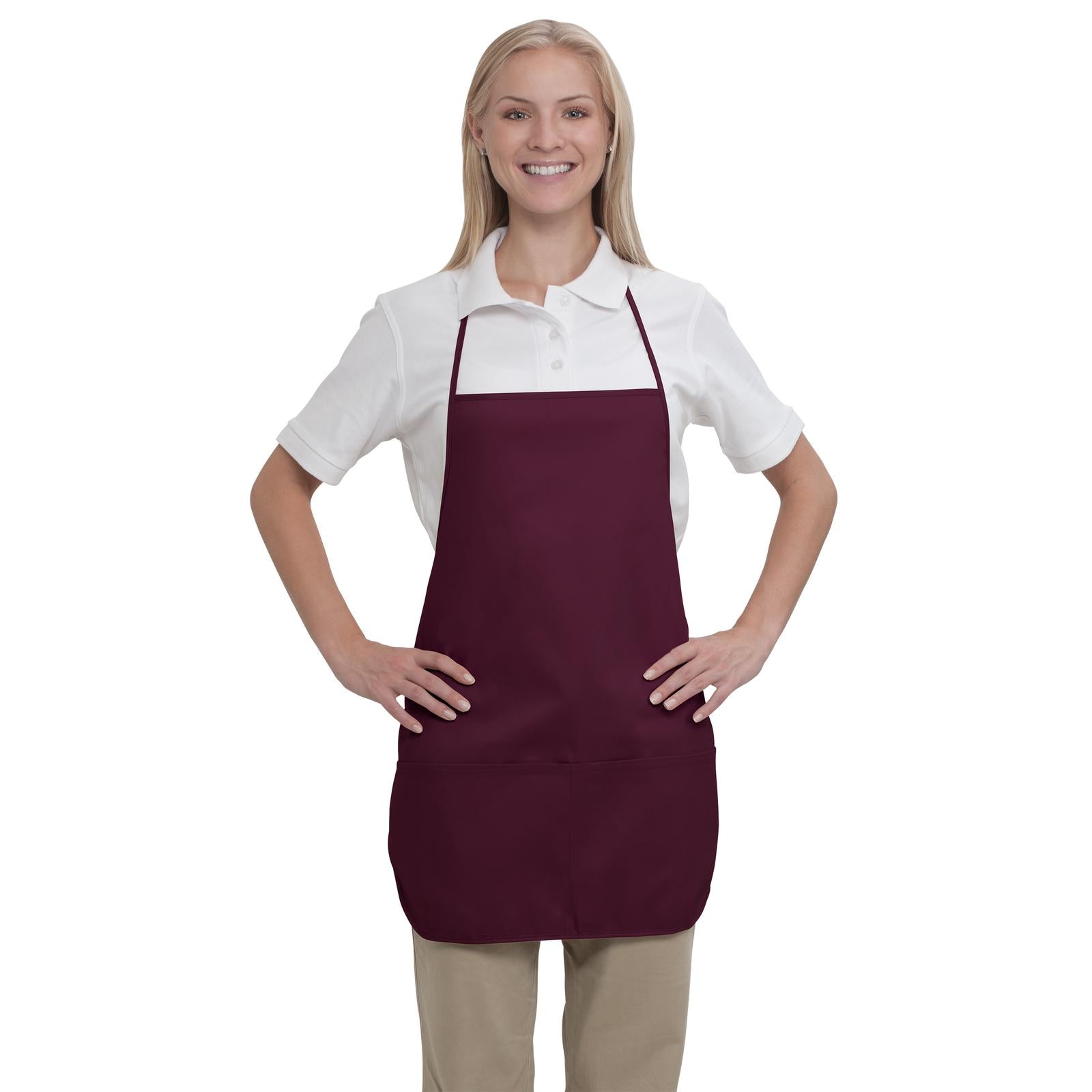 Front View of 010 - Maroon OTTO 2 Pocket Medium Bib Apron