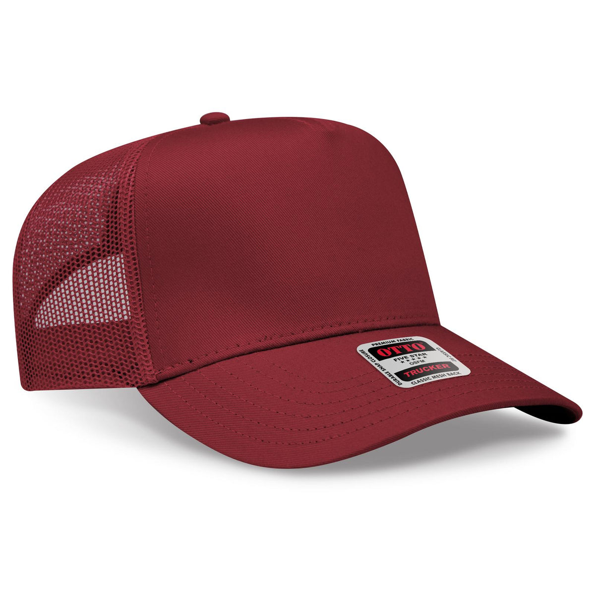 Right View of 010 - Maroon OTTO CAP 5 Panel Mid Profile Mesh Back Trucker Hat