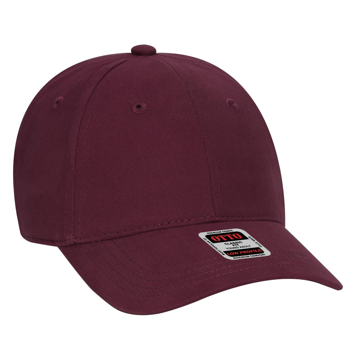 Right View of 010 - Maroon OTTO CAP 6 Panel Low Profile Baseball Cap