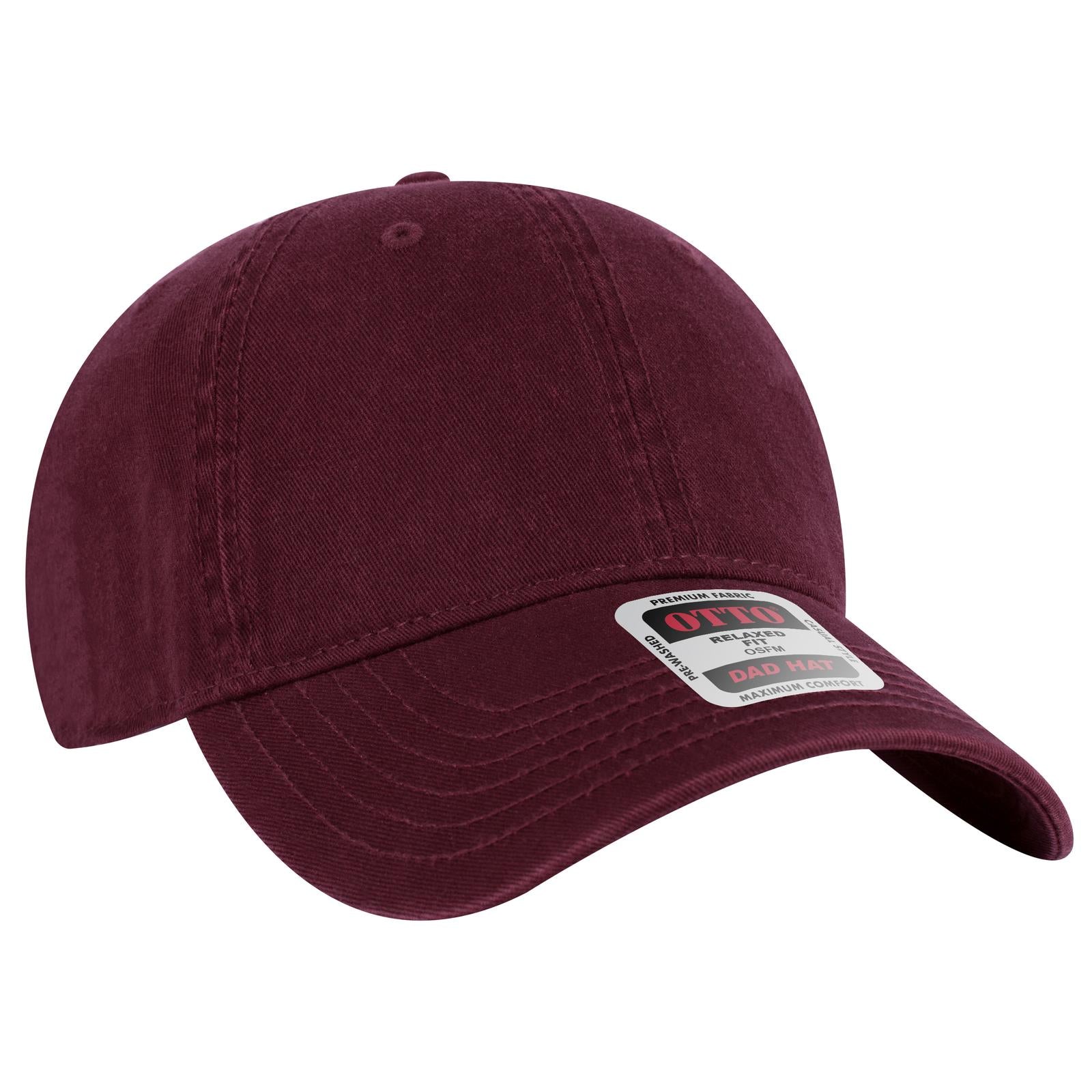 Front View of 010 - Maroon OTTO CAP 6 Panel Low Profile Dad Hat