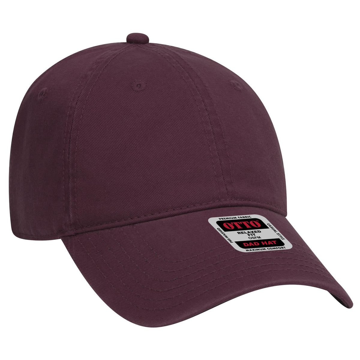 Right View of 010 - Maroon OTTO CAP 6 Panel Low Profile Dad Hat