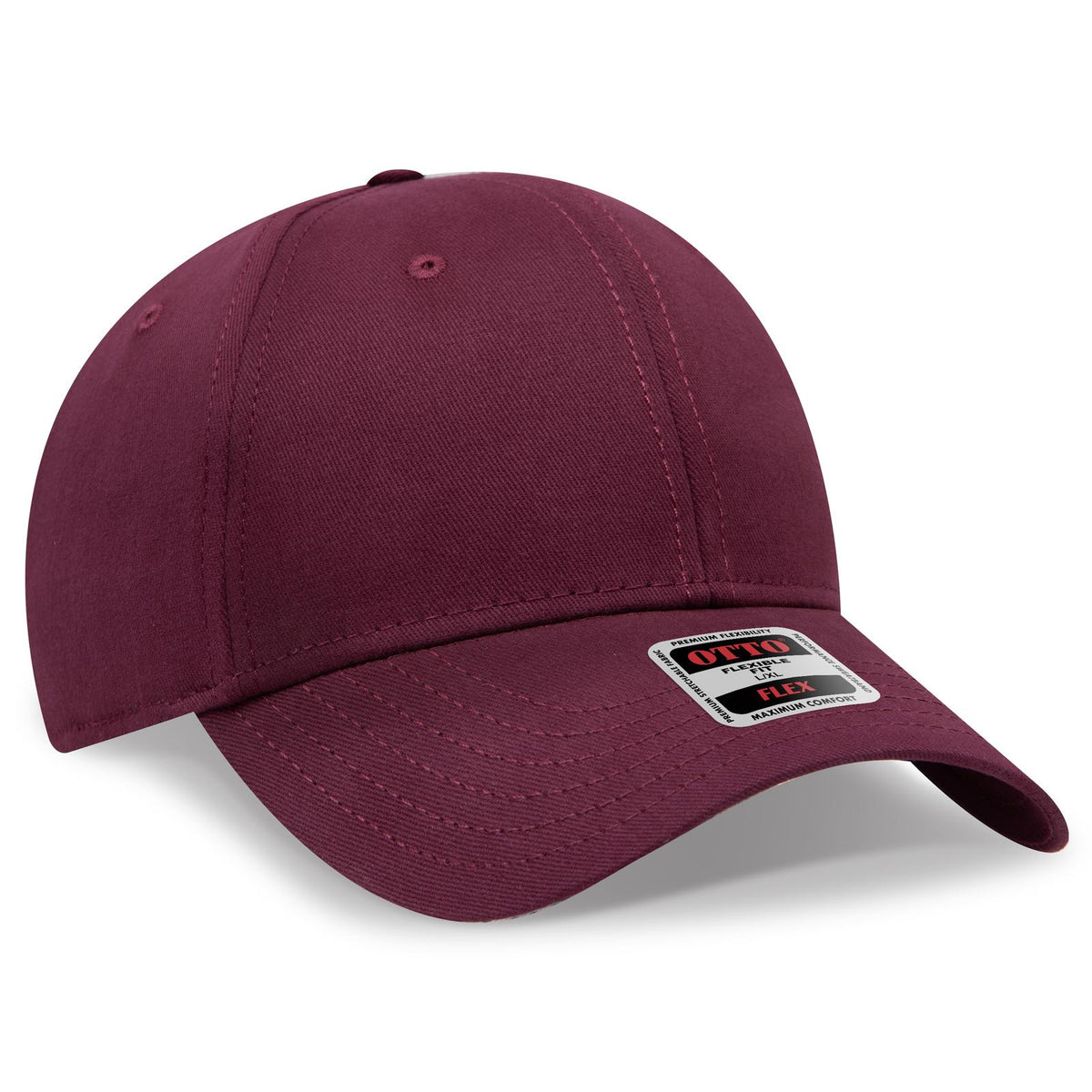Right View of 010 - Maroon OTTO CAP "OTTO FLEX" Fitted 6 Panel Low Profile Baseball Cap