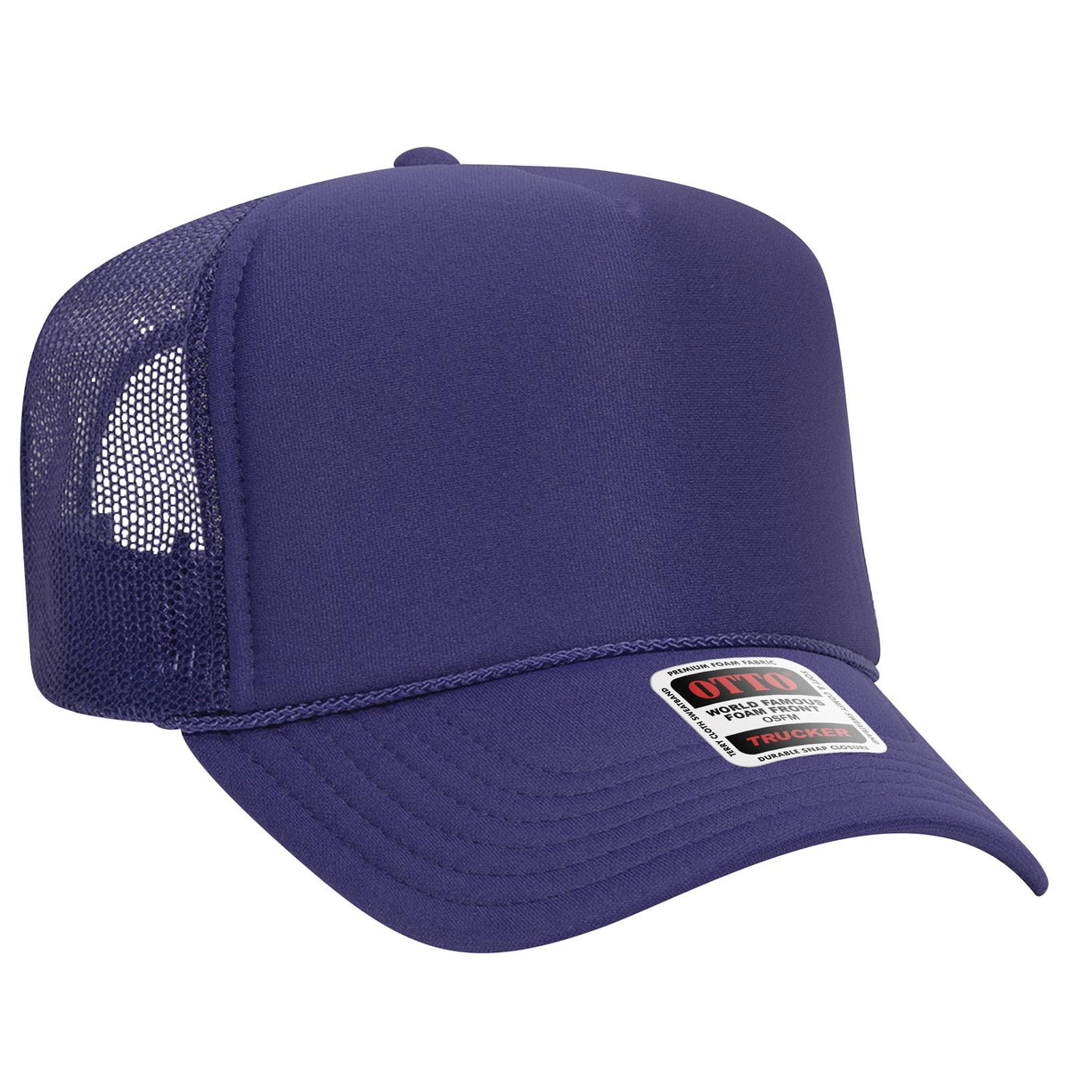 Right View of 011 - Purple OTTO CAP 5 Panel High Crown Mesh Back Trucker Hat