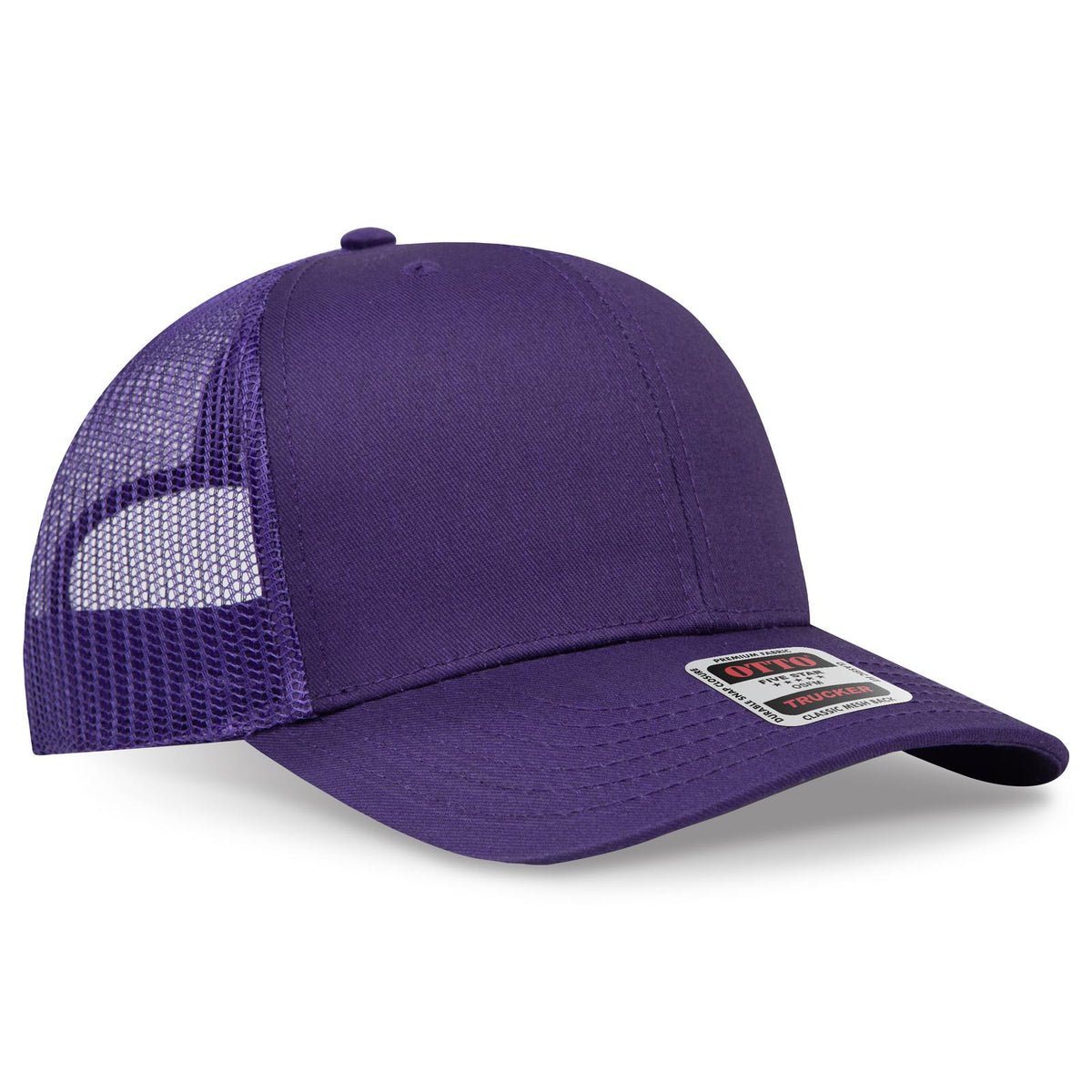 Right View of 011 - Purple OTTO CAP 6 Panel Mid Profile Mesh Back Trucker Hat
