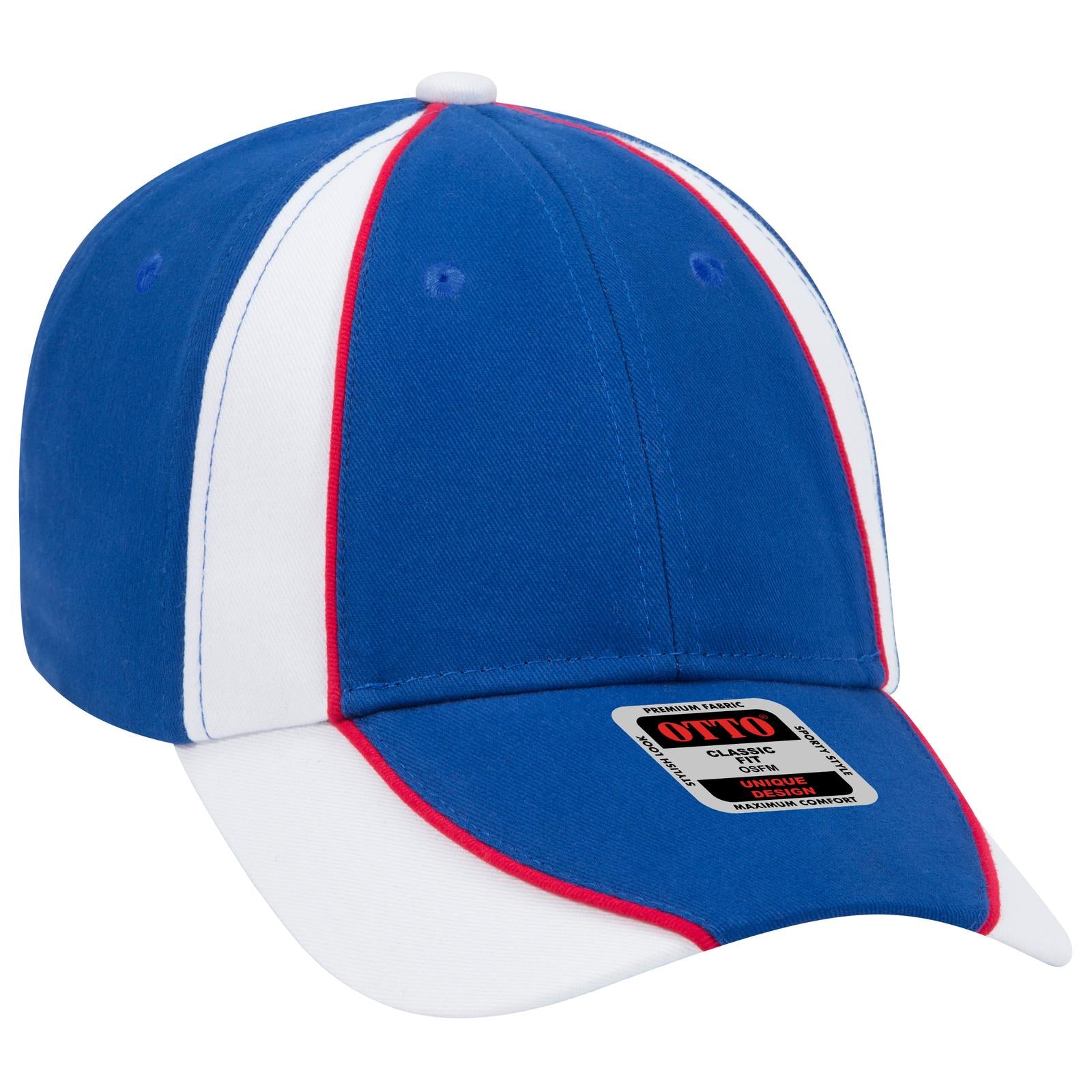 Right View of 011602 - Ryl/Wht/Red OTTO CAP 6 Panel Low Profile Baseball Cap