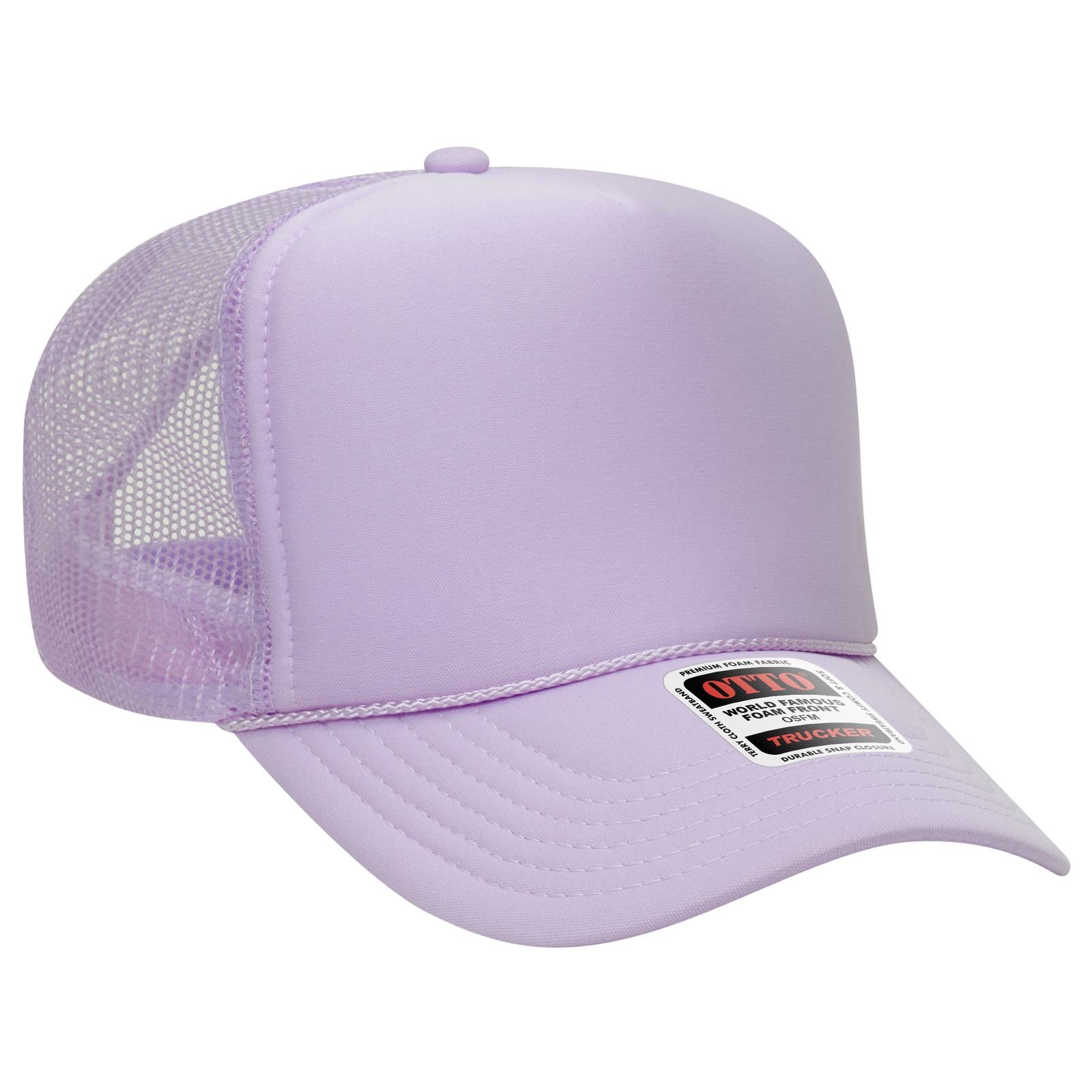 Right View of 013 - Lavender OTTO CAP 5 Panel High Crown Mesh Back Trucker Hat
