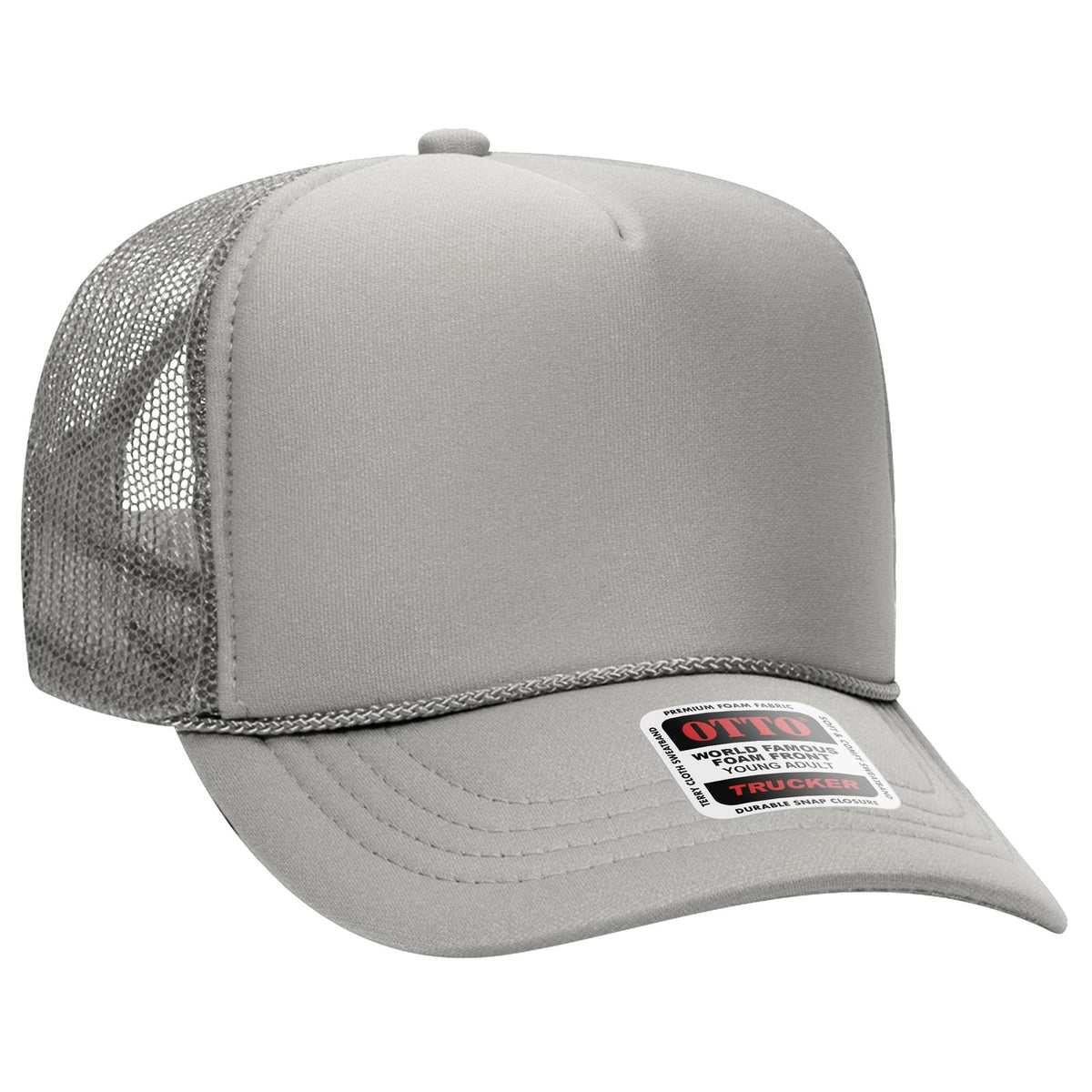 Right View of 014 - Gray OTTO CAP 5 Panel High Crown Mesh Back Trucker Hat
