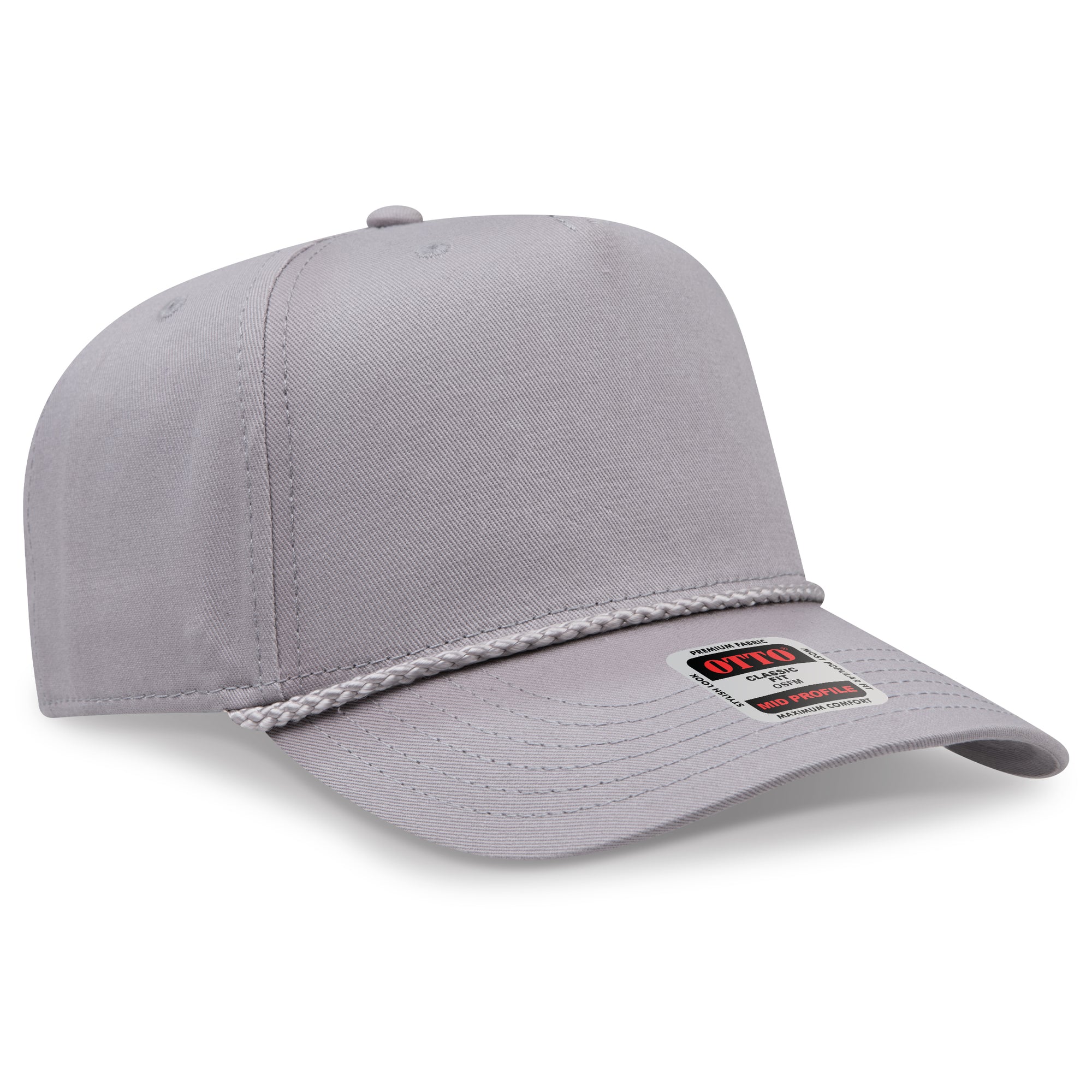 Right View of 014 - Gray OTTO CAP 5 Panel Mid Profile Baseball Cap