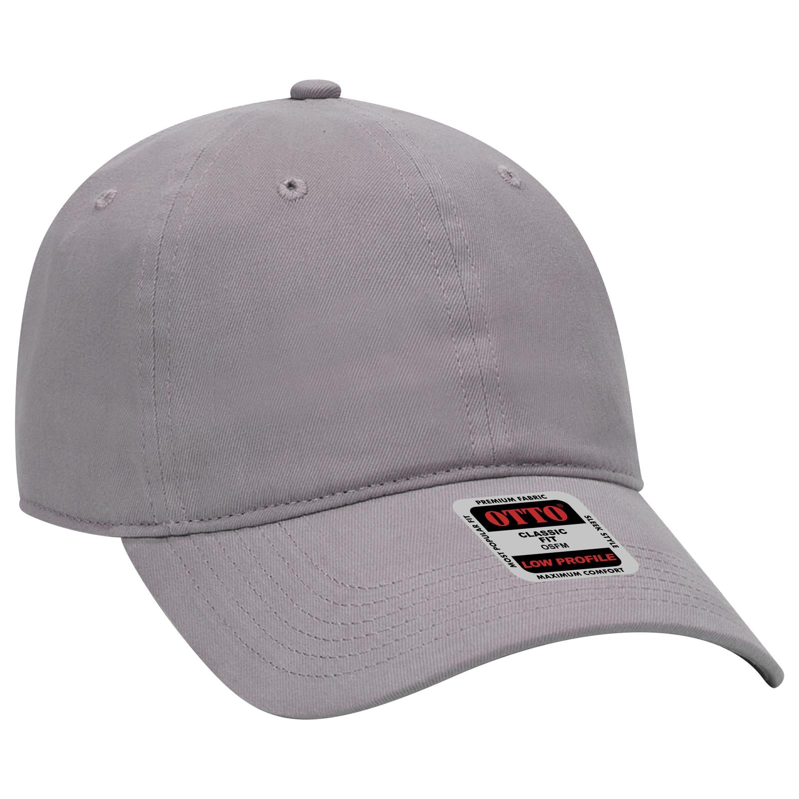 Front View of 014 - Gray OTTO CAP 6 Panel Low Profile Baseball Cap