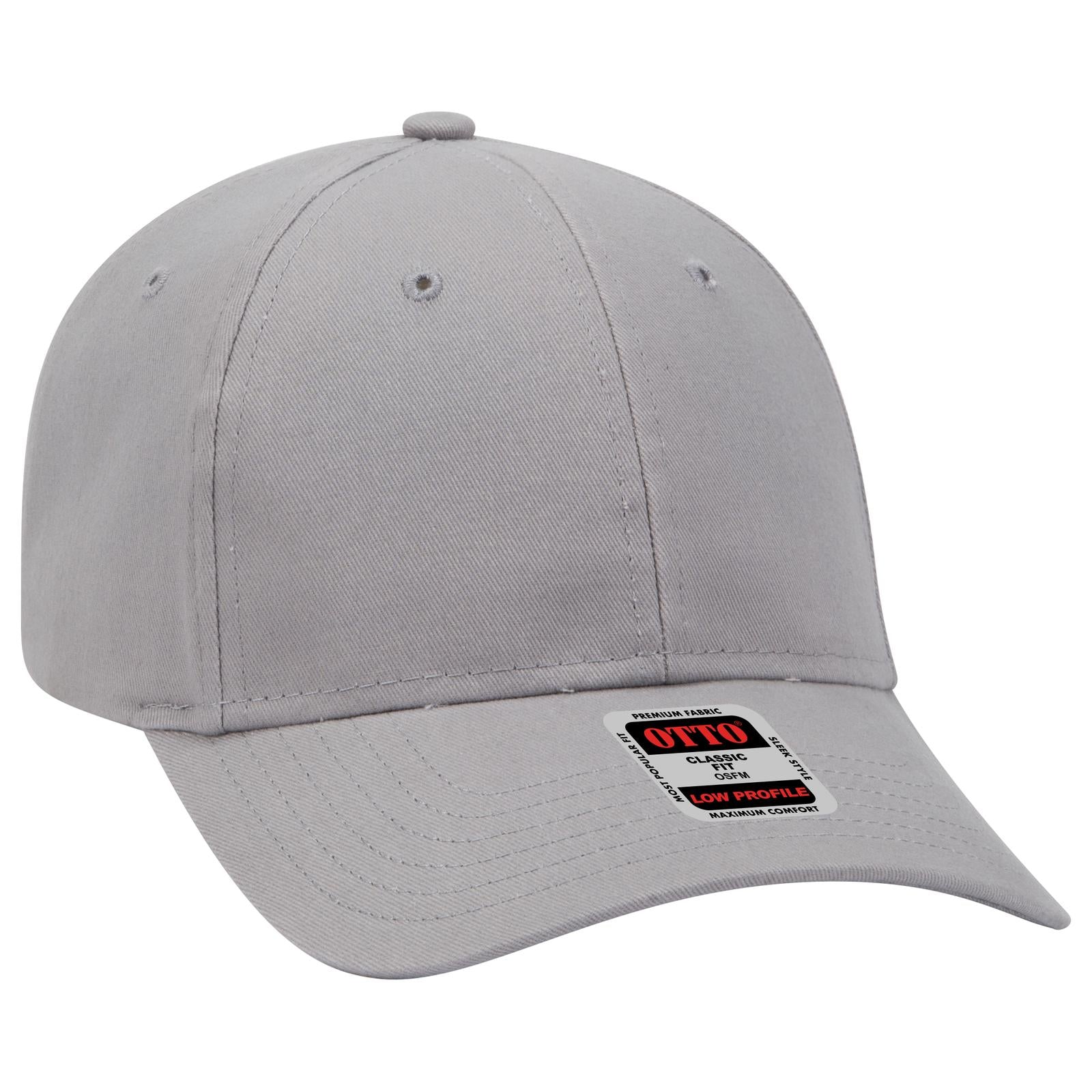 Front View of 014 - Gray OTTO CAP 6 Panel Low Profile Baseball Cap