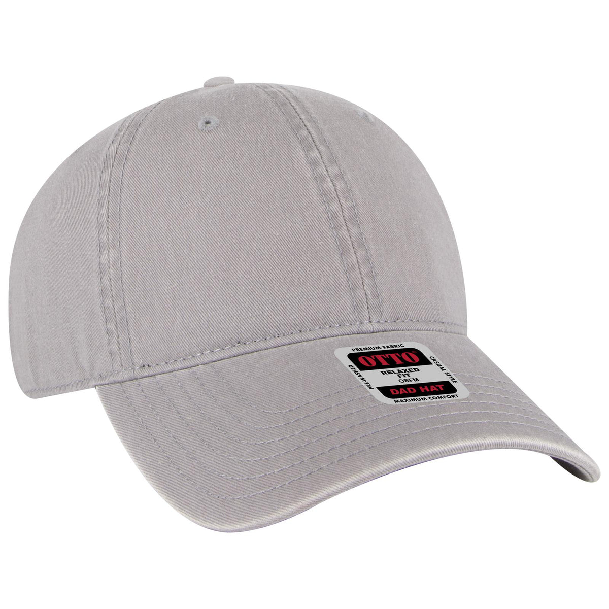 Right View of 014 - Gray OTTO CAP 6 Panel Low Profile Dad Hat