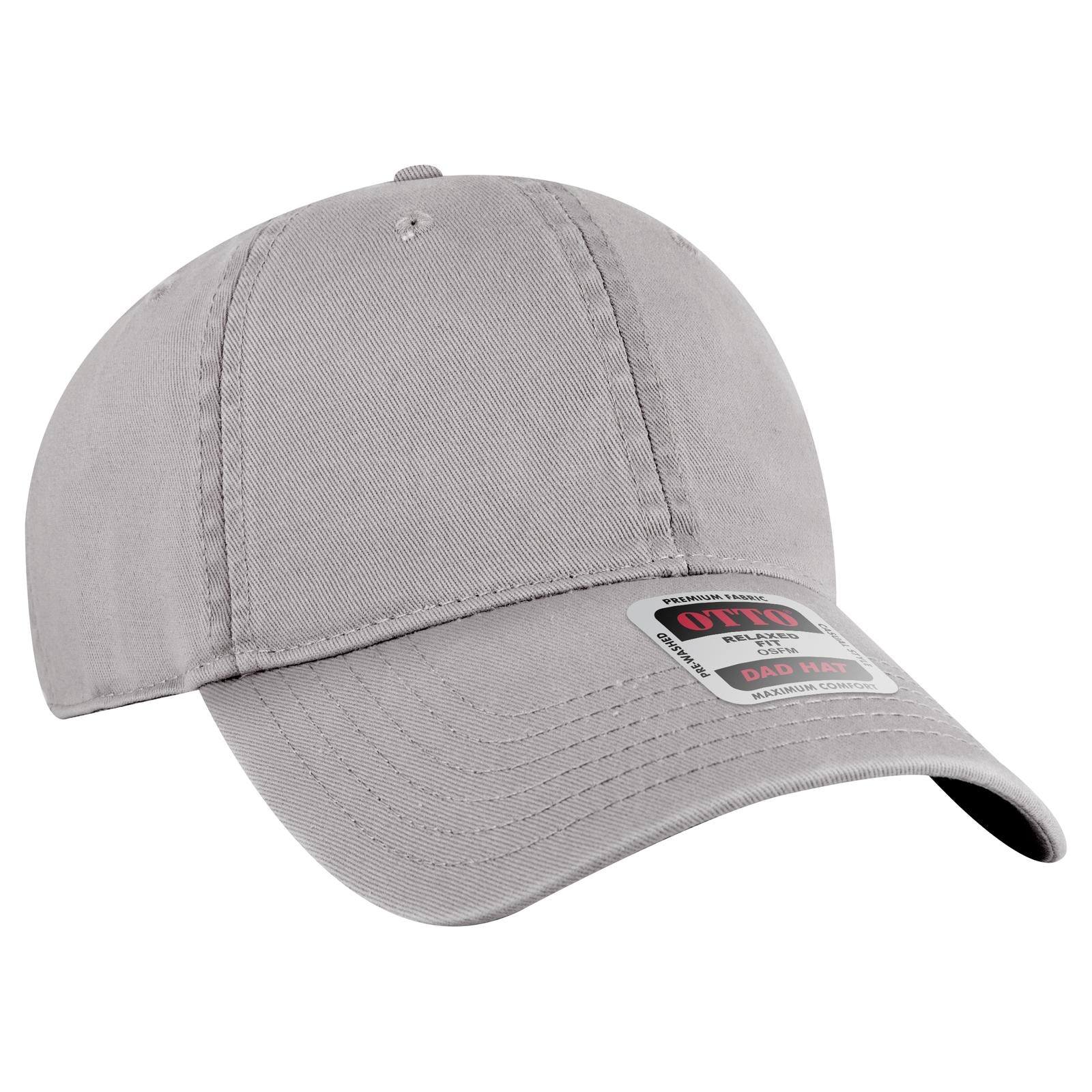Front View of 014 - Gray OTTO CAP 6 Panel Low Profile Dad Hat