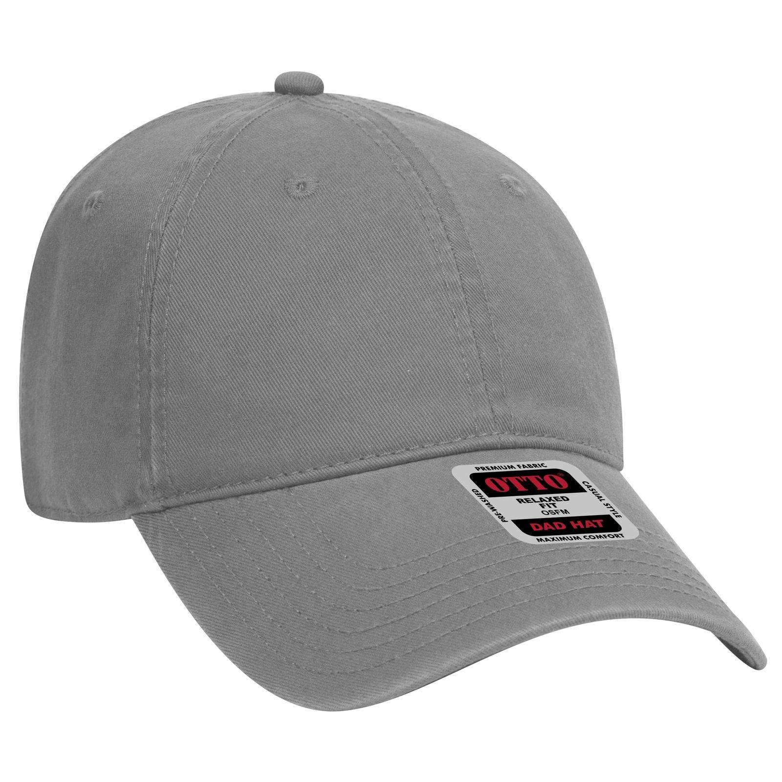 Front View of 014 - Gray OTTO CAP 6 Panel Low Profile Dad Hat
