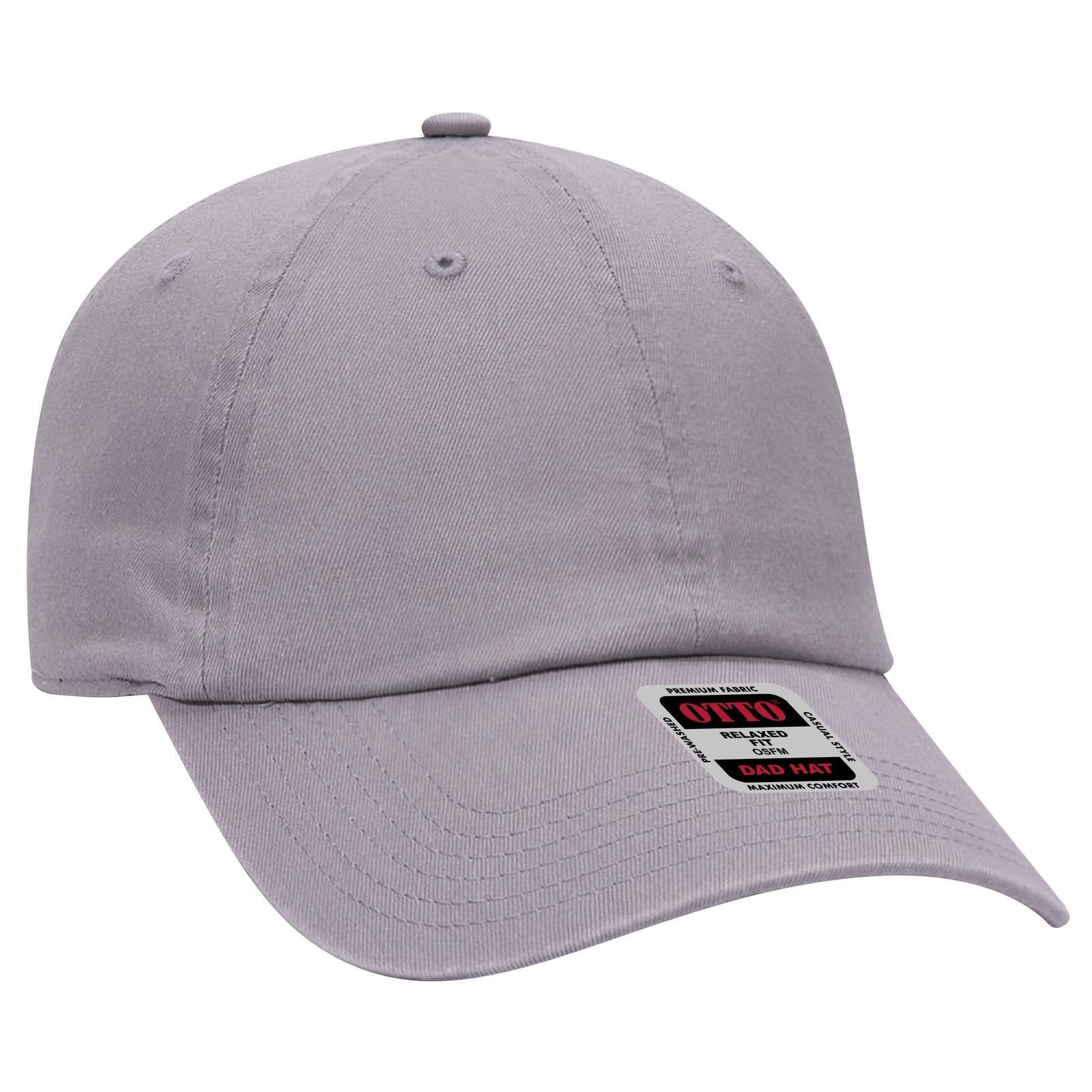 Front View of 014 - Gray OTTO CAP 6 Panel Low Profile Dad Hat