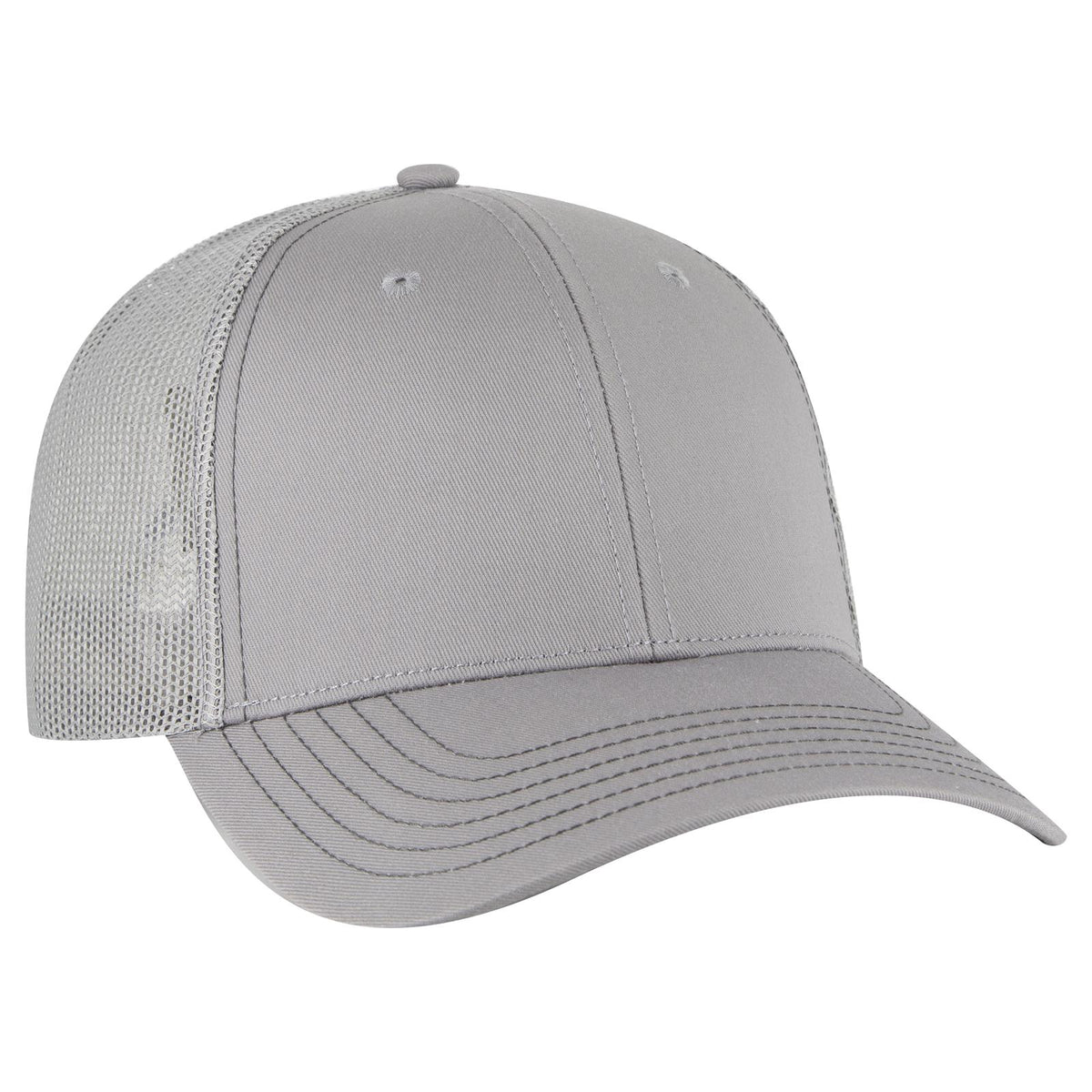 Right View of 014 - Gray OTTO CAP 6 Panel Low Profile Mesh Back Trucker Hat