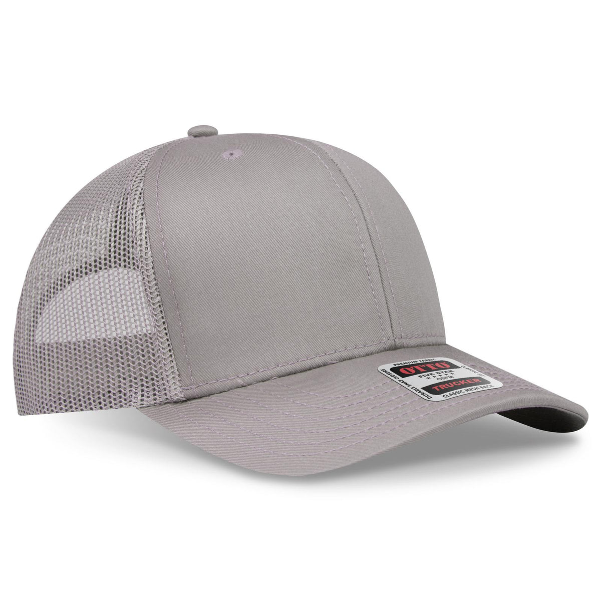 Right View of 014 - Gray OTTO CAP 6 Panel Mid Profile Mesh Back Trucker Hat