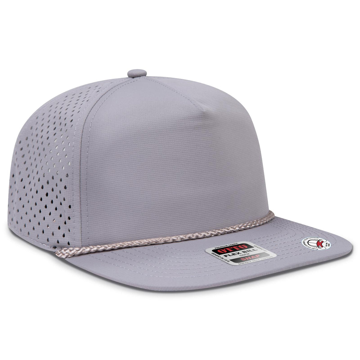 Right View of 014 - Gray OTTO CAP "OTTO SNAP" 5 Panel Pro Style Snapback Hat