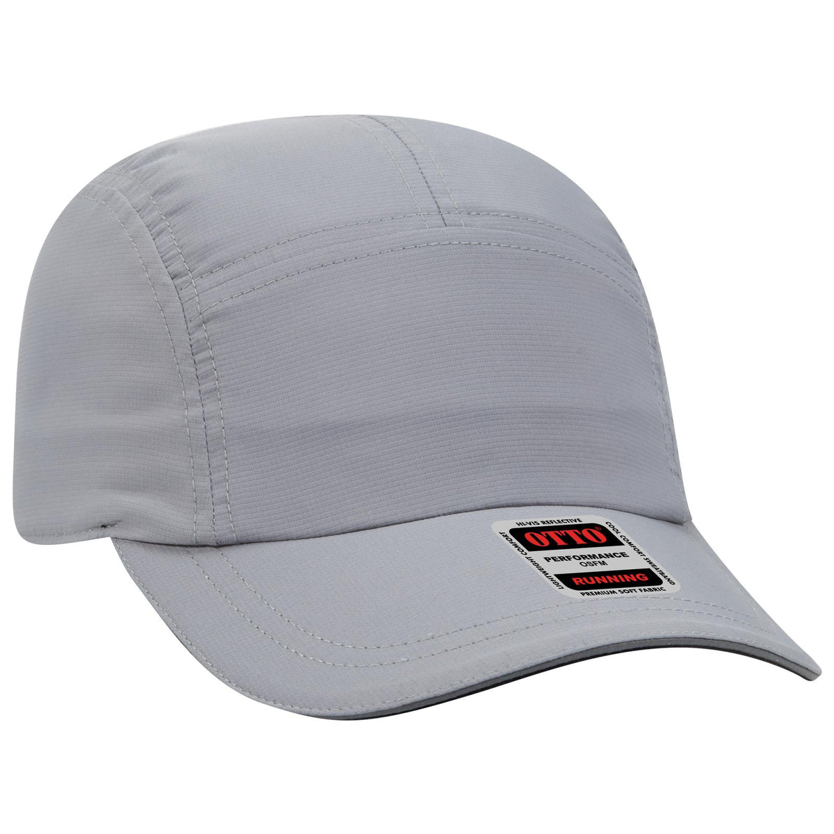 Right View of 014 - Gray OTTO CAP Reflective 5 Panel Running Cap