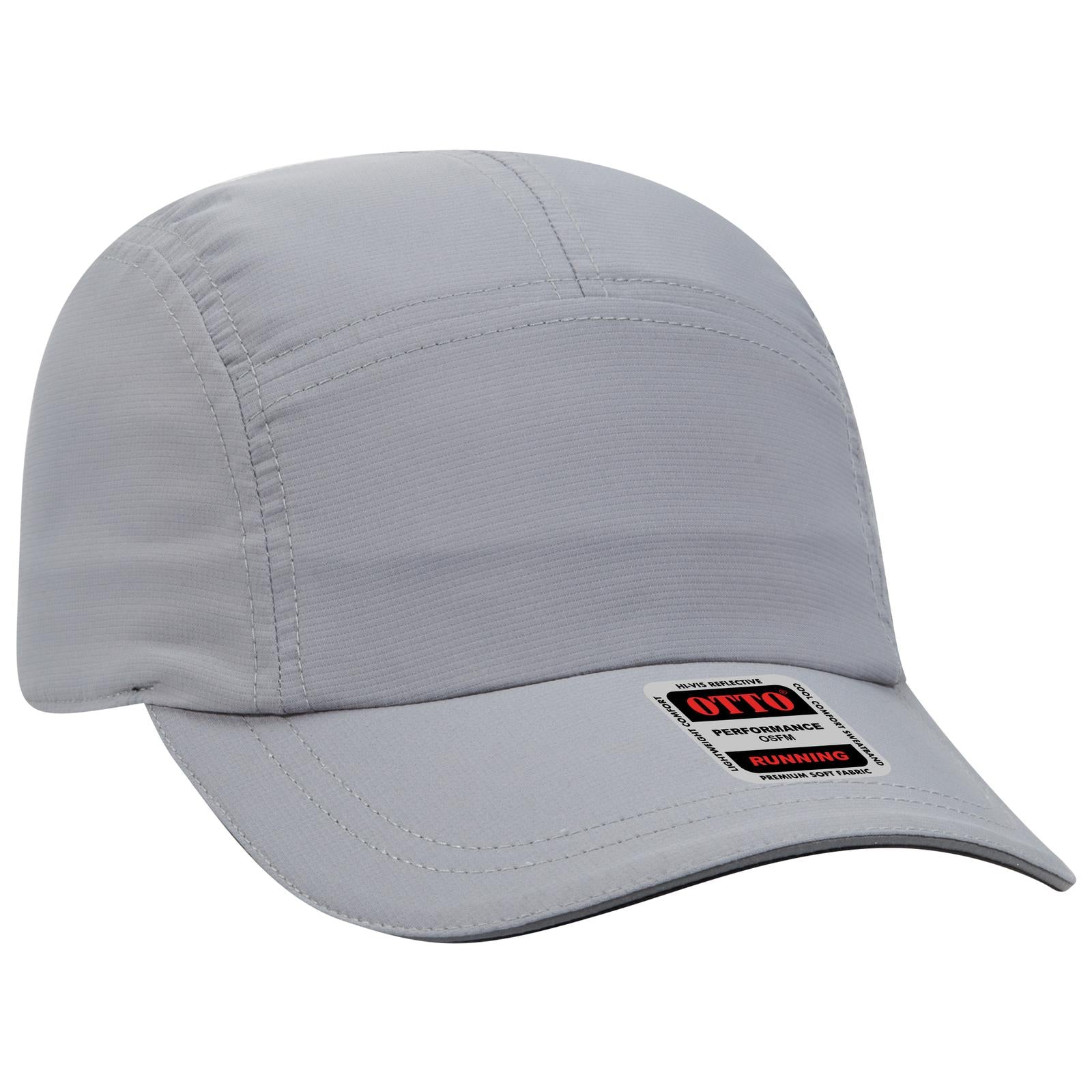 Front View of 014 - Gray OTTO CAP Reflective 5 Panel Running Cap