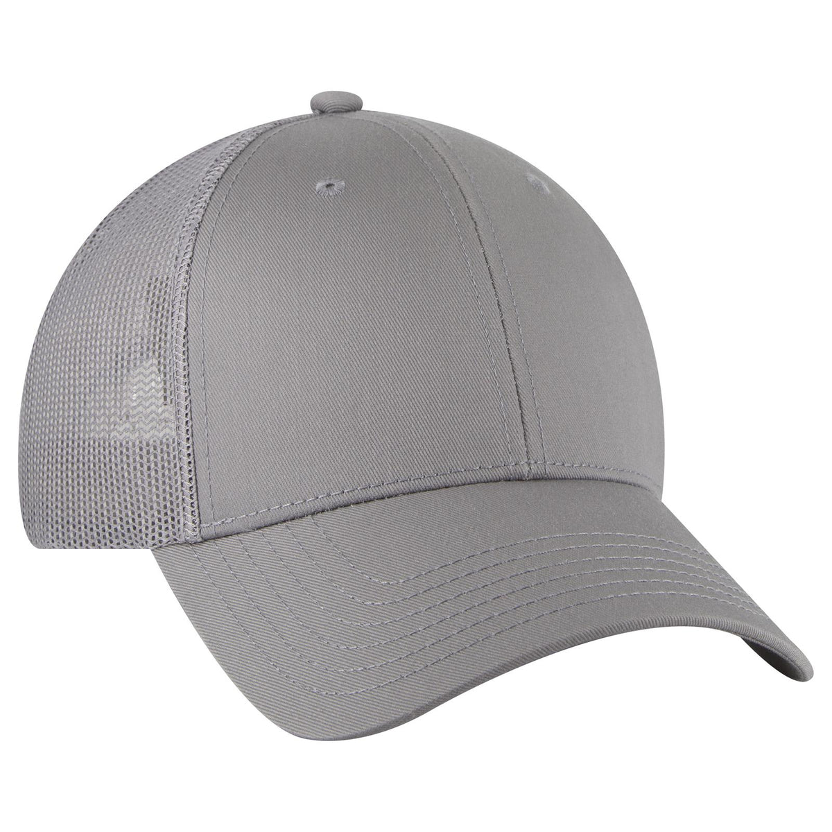 Right View of 014A - Gray OTTO CAP 6 Panel Low Profile Mesh Back Trucker Hat